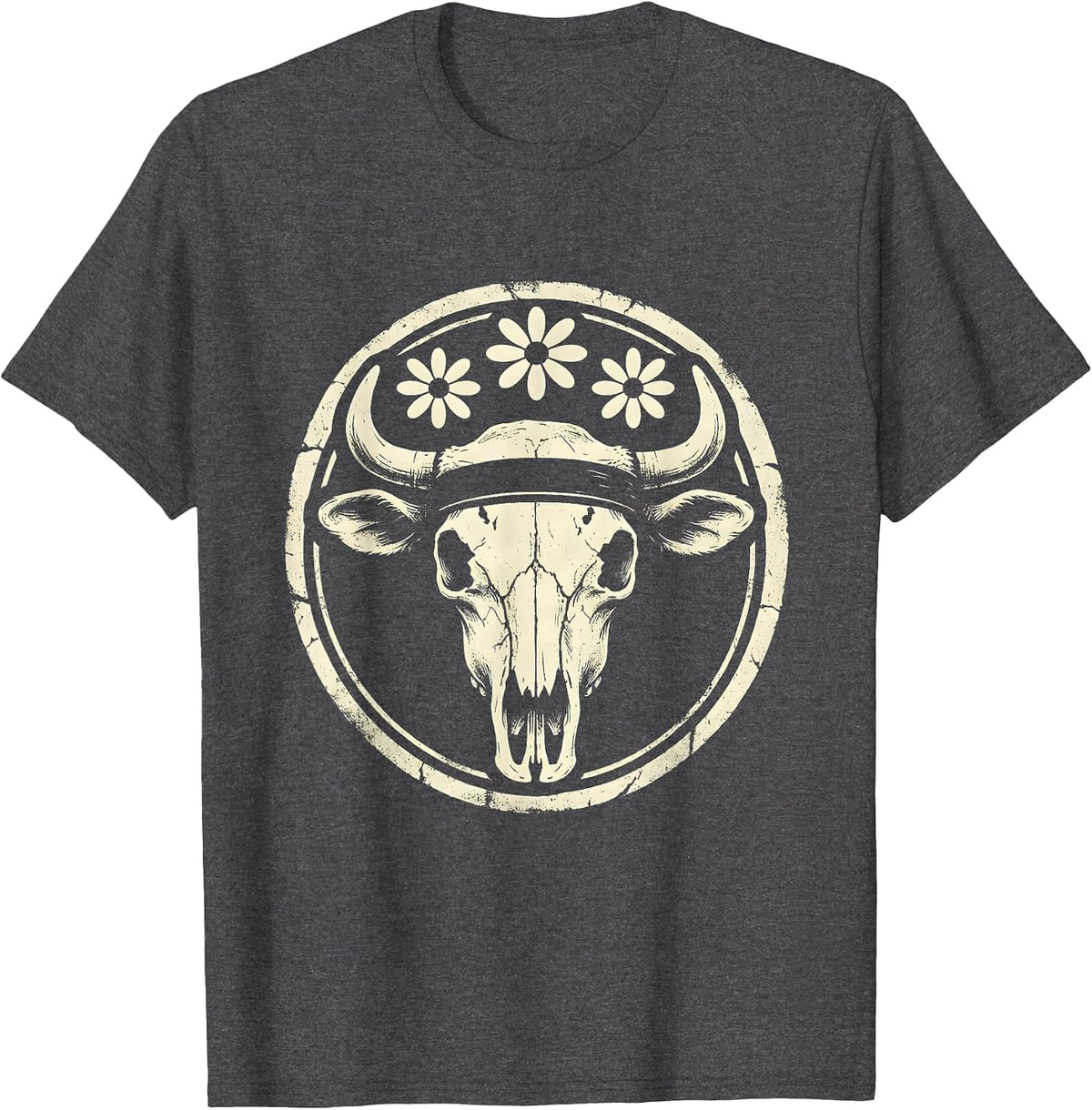 White Cowgirl Hat Shadow Fierce Eyes Graphic T-Shirt - Dark Heather Grey