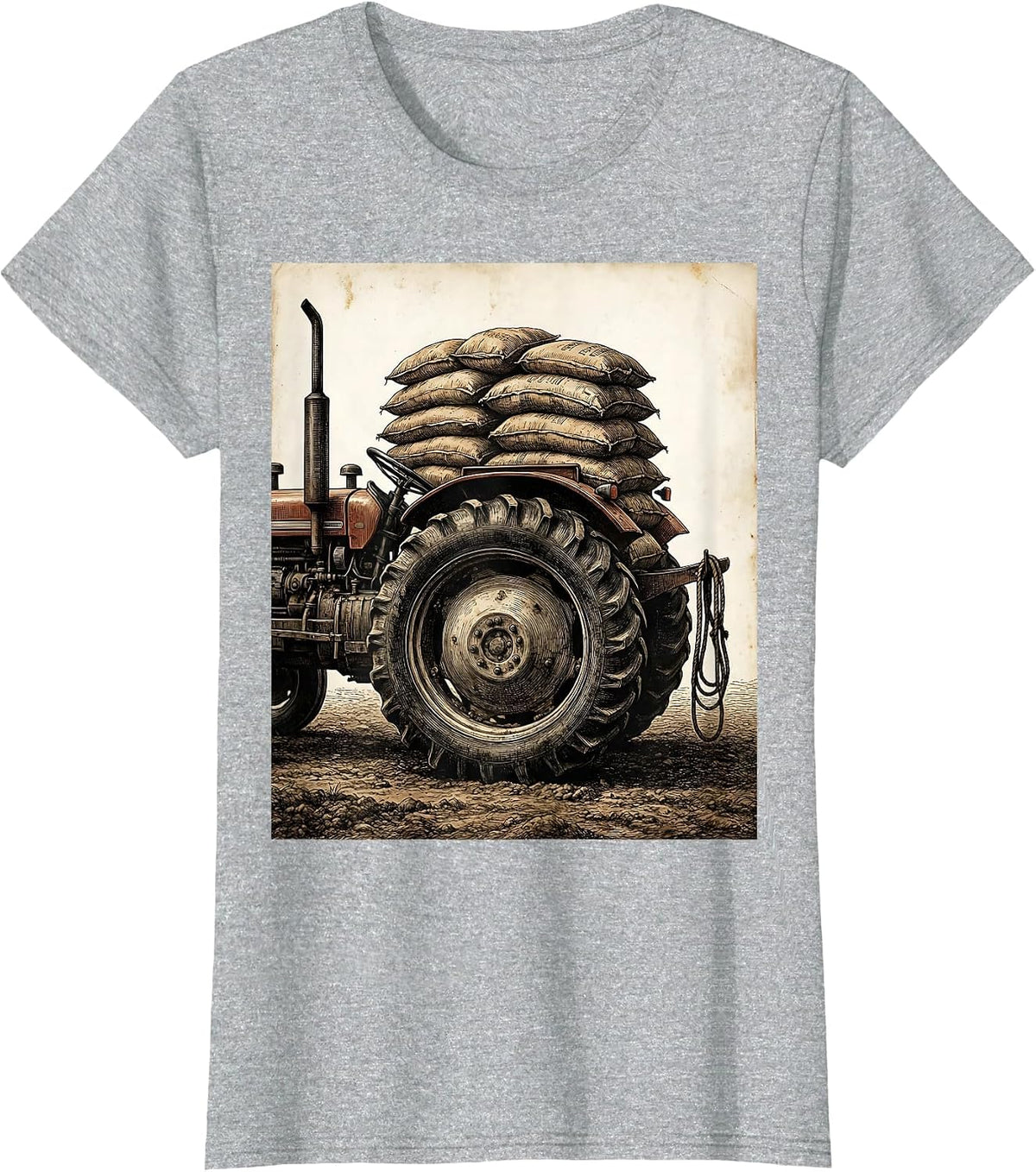 Vintage Farm Tractor Farmer Pride T-Shirt - Heather Grey