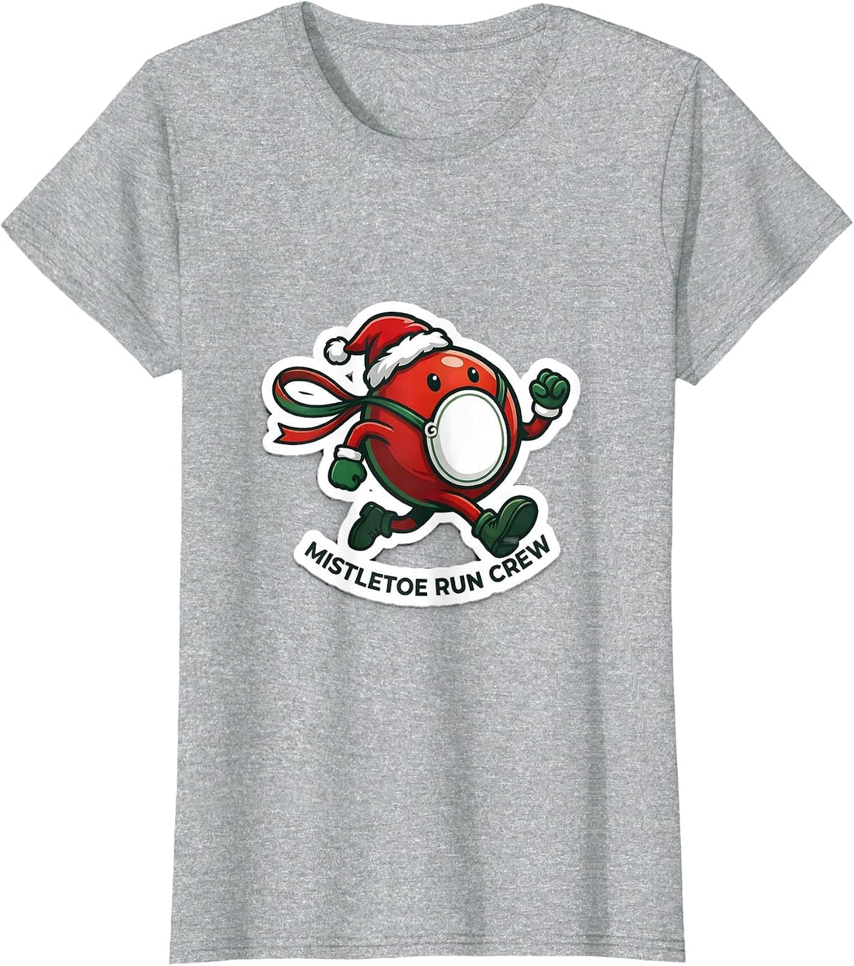 Mistletoe Run Crew Funny Christmas 5k Run Runner Squad Gift T-Shirt - Heather Grey