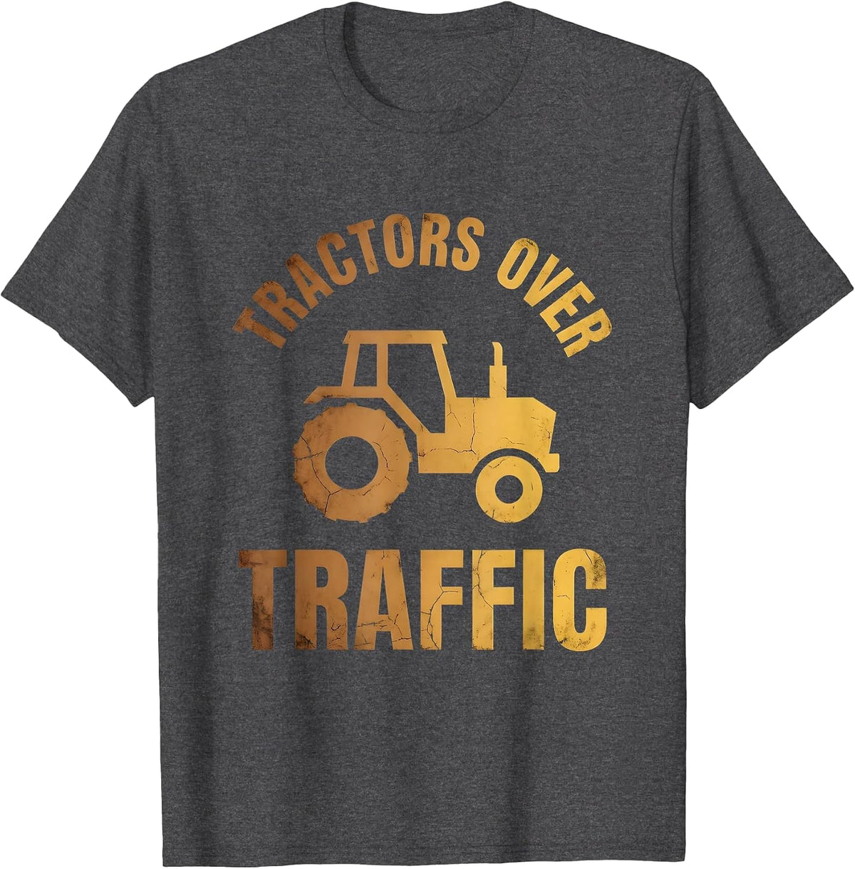 Tractors Over Traffic Country Life Design T-Shirt - Dark Heather Grey