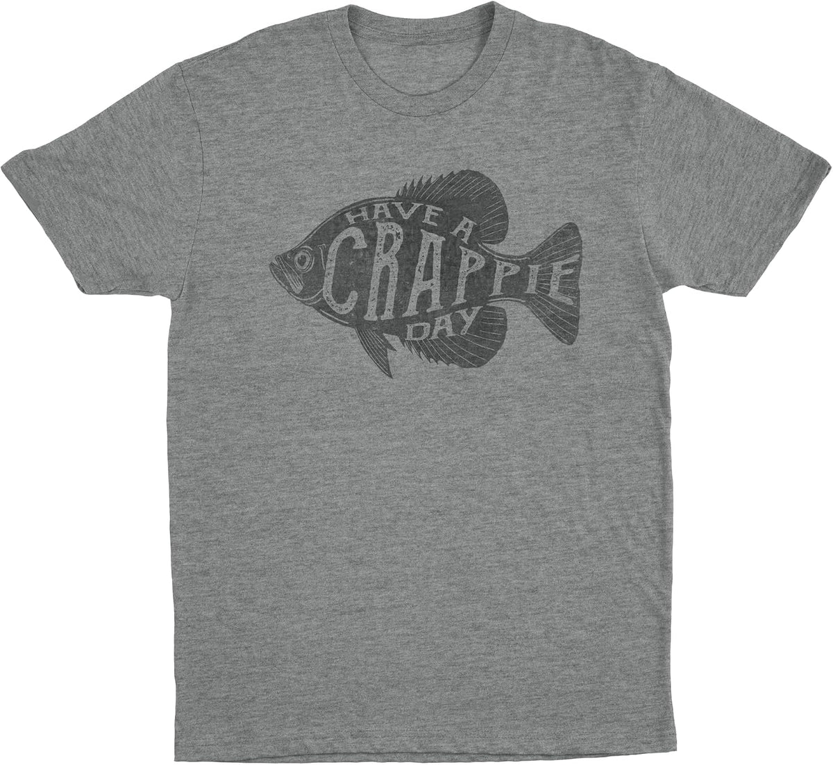 Bone Head Outfitters Have a Crappie Day Short Sleeve - Premium Cotton/Poly Fishing Funny T-Shirt - Graphite Heather