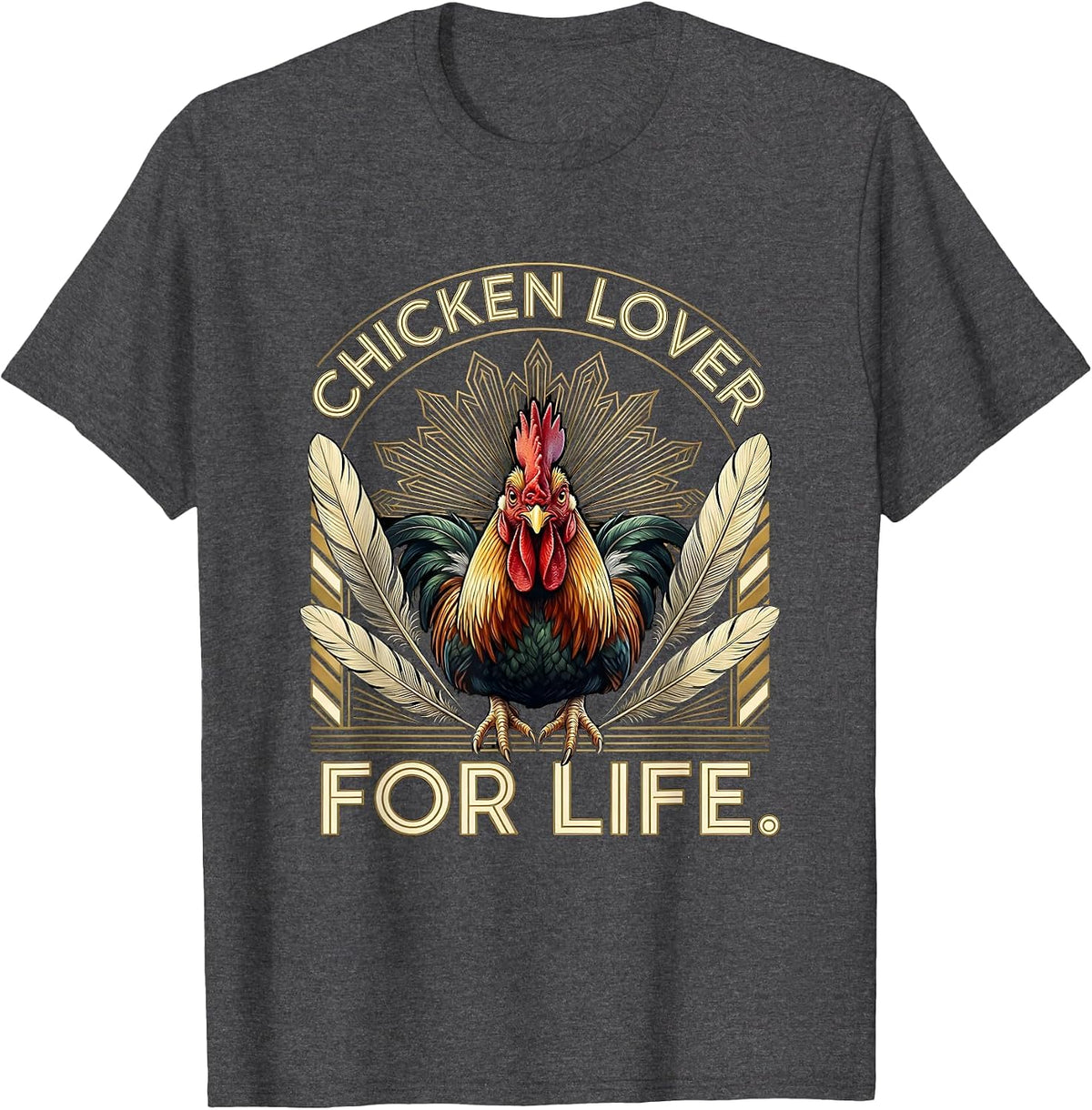 Chicken Lover For Life Funny Poultry Design T-Shirt - Dark Heather Grey