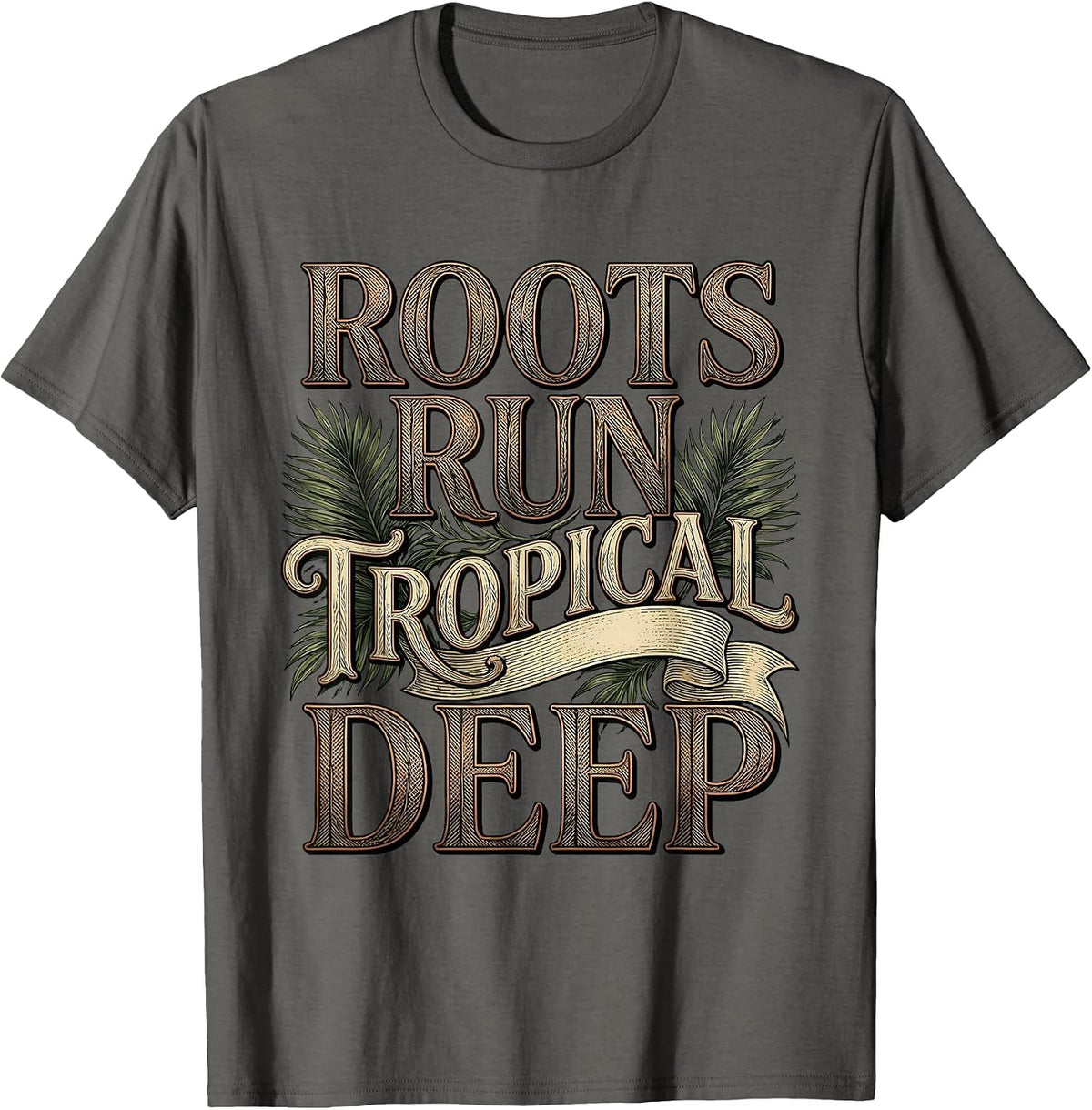 Men's Tropical Heritage Strong Merengue Dancers Design T-Shirt - Asphalt Grey