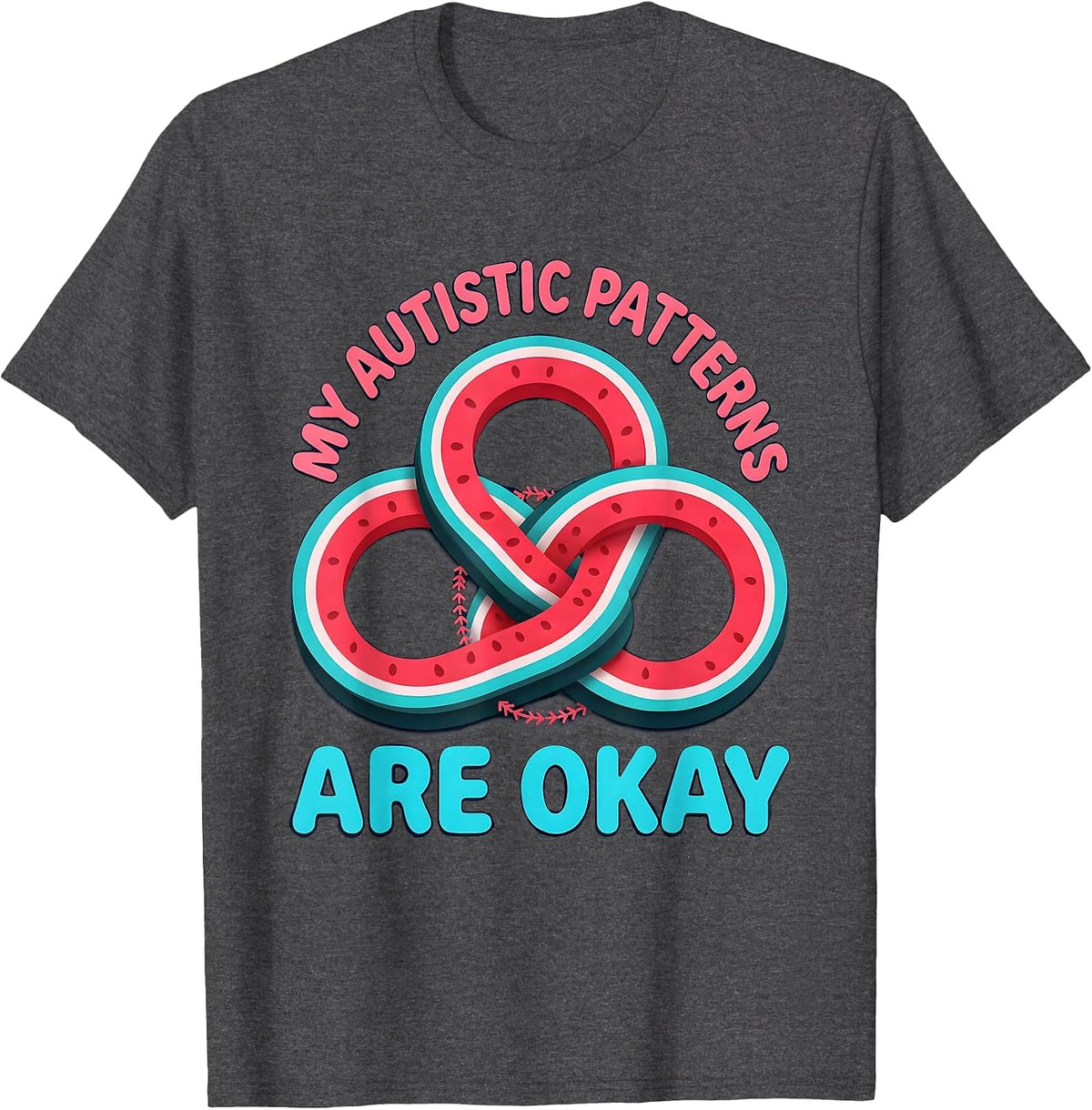 Men's My Autistic Patterns Are Okay Funny Neurodivergent Awareness T-Shirt - Dark Heather Grey
