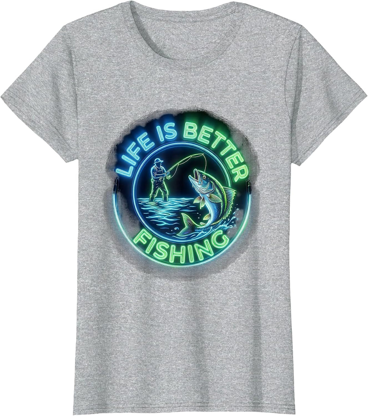 Life Is Better Fishing Men's Outdoors Design T-Shirt - Heather Grey