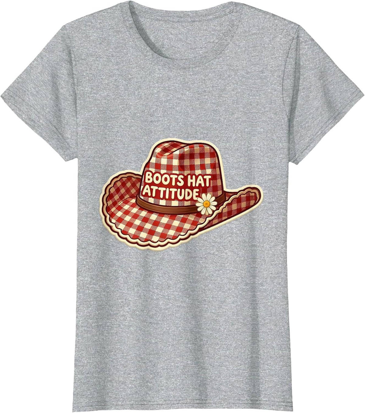 Boots Hat Attitude Cowgirl Graphic Design T-Shirt - Heather Grey