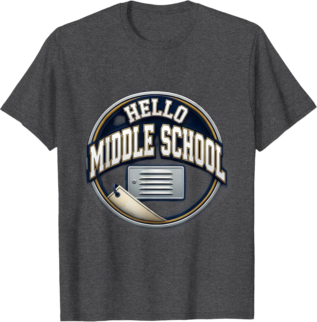 Men's Hello Middle School Sports Kids Back To School Teacher T-Shirt - Dark Heather Grey