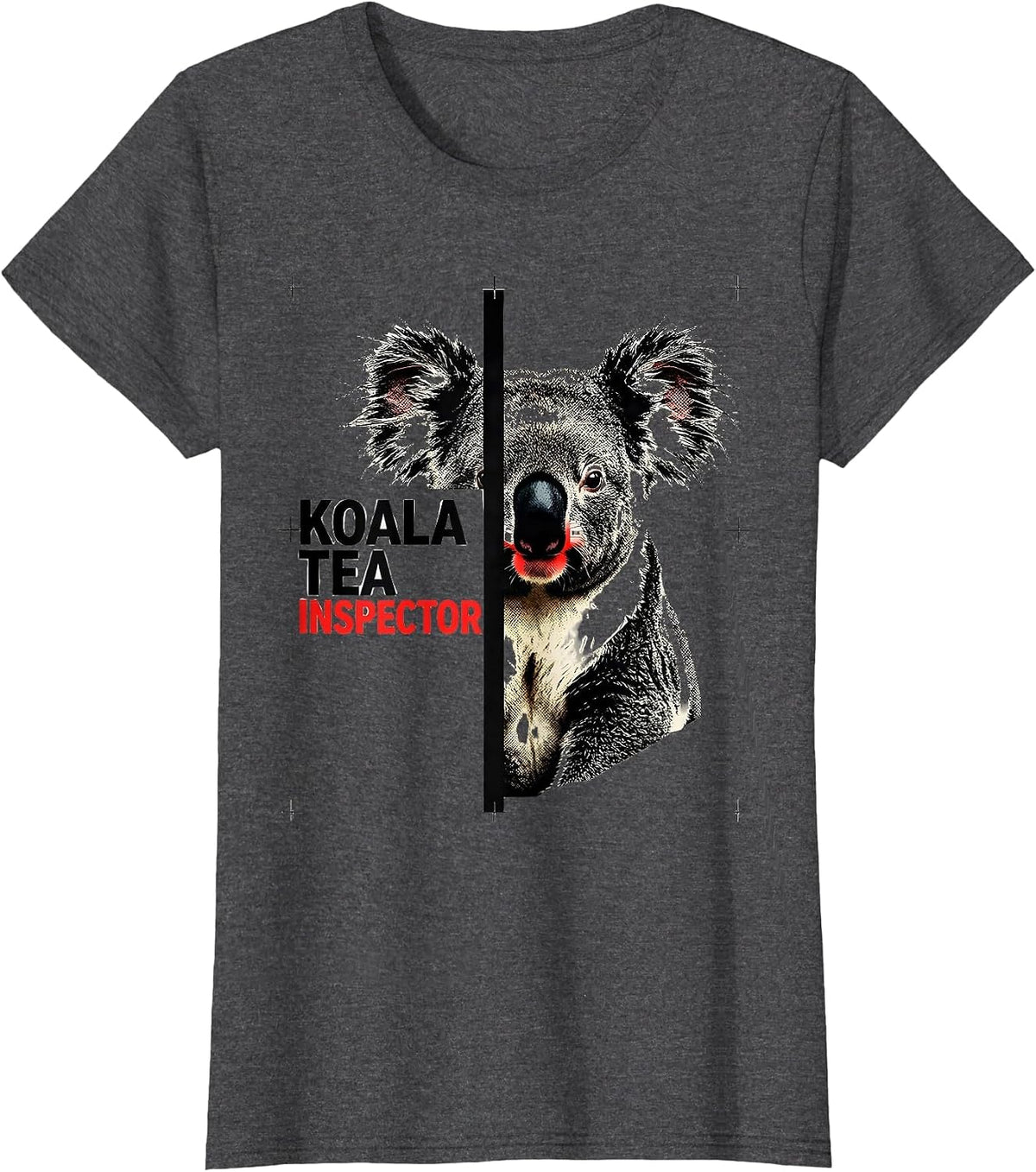 Women's Koala Tea Inspector Funny Koala Lover Animal Pun Humor T-Shirt - Dark Heather Grey