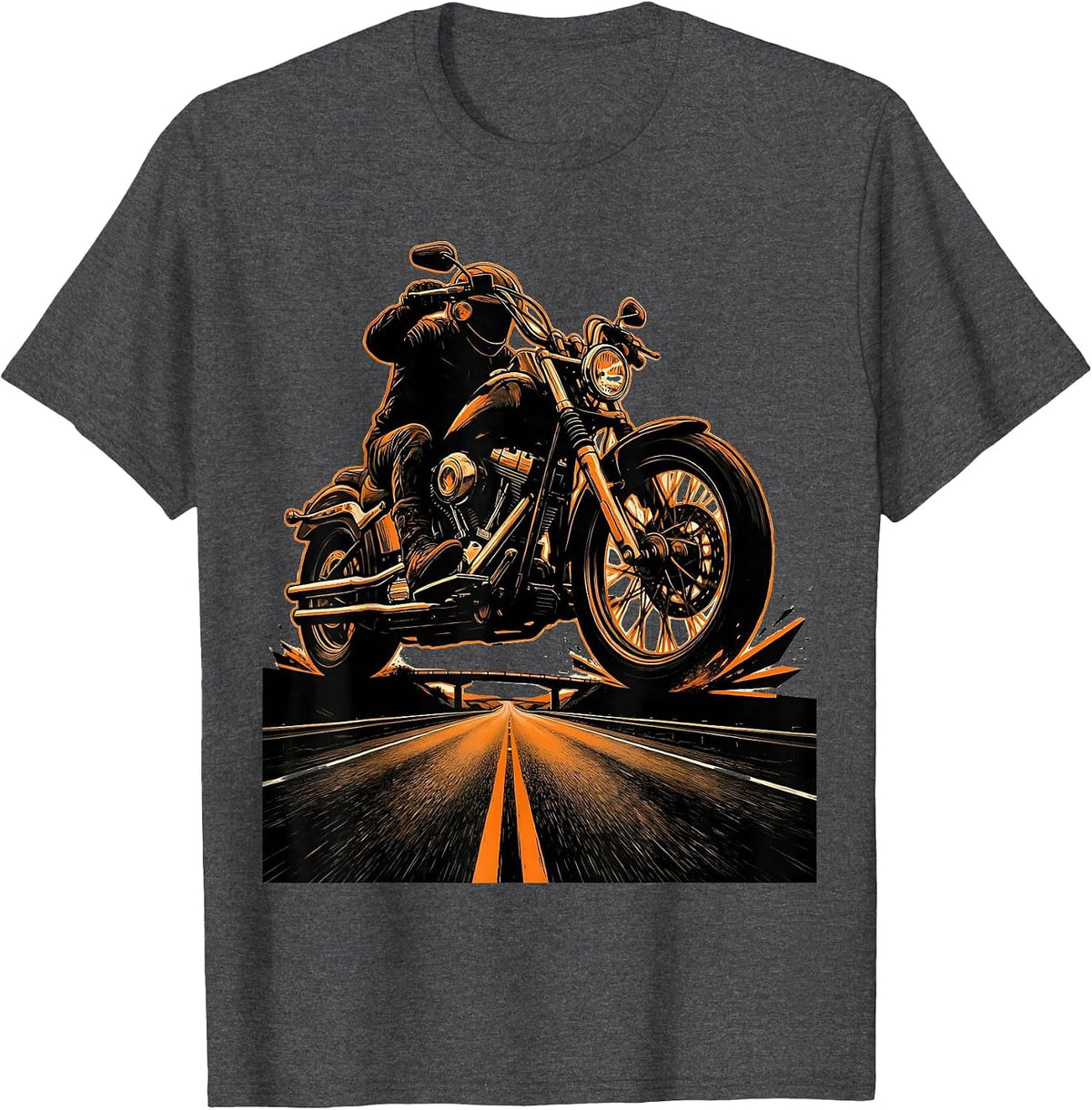 Men's Freedom Rider Motorcycle Open Road Graphic T-Shirt - Dark Heather Grey