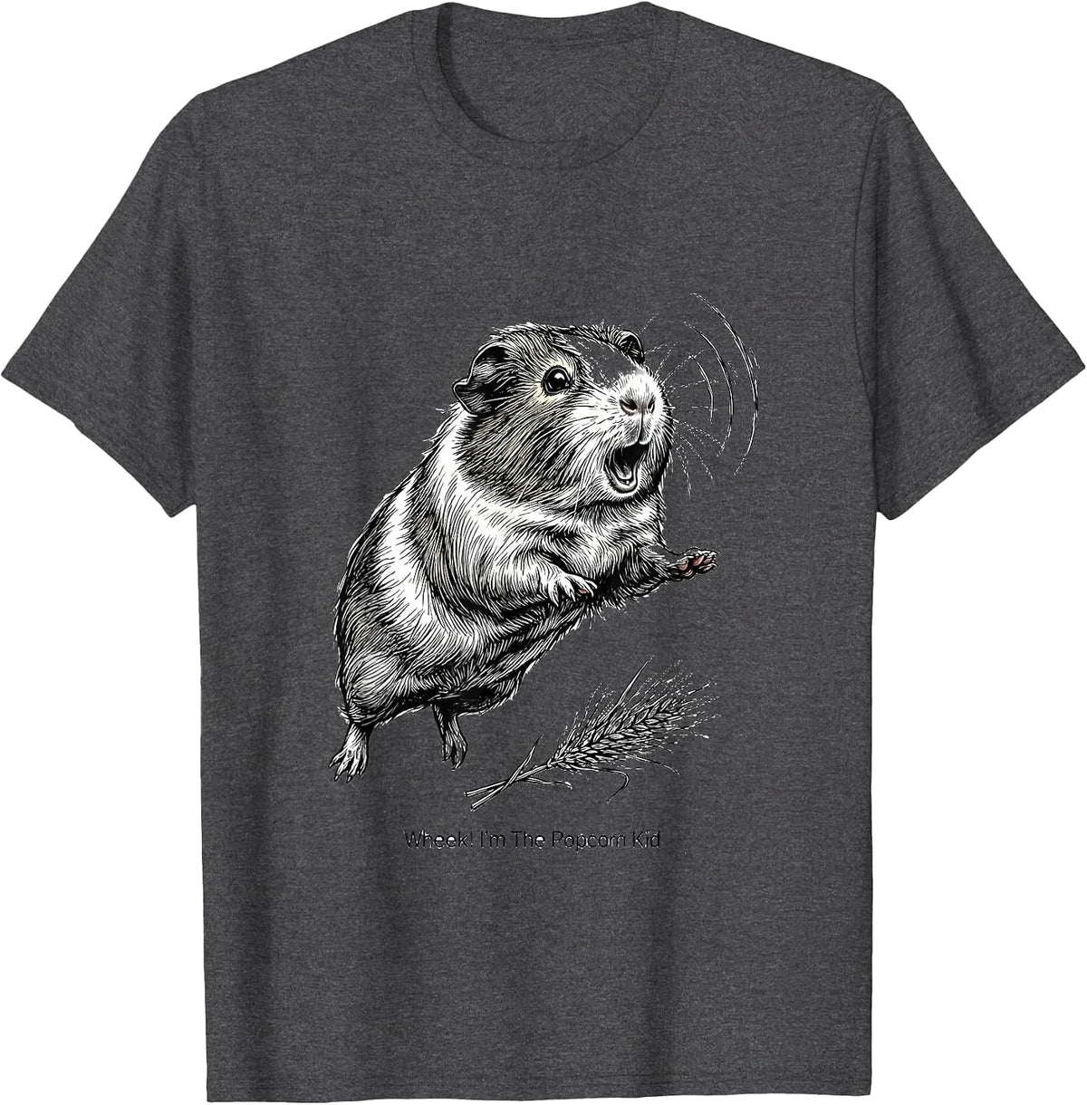 Men's Wheek! I'm The Popcorn Kid Funny Guinea Pig Cavy Lover T-Shirt - Dark Heather Grey