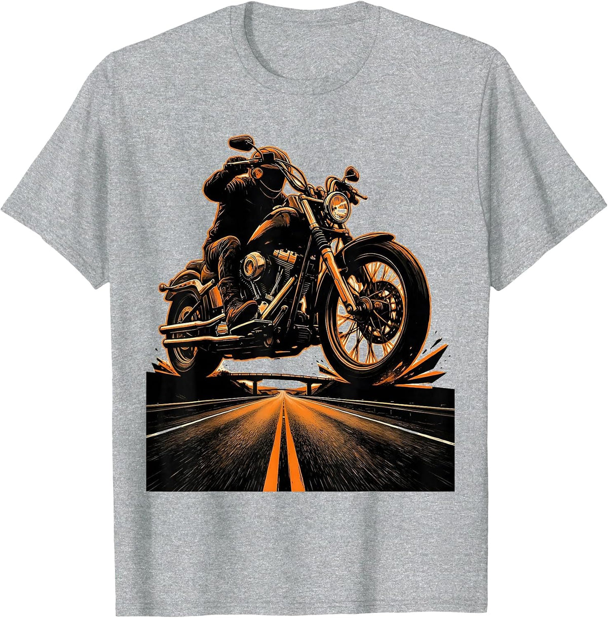 Men's Freedom Rider Motorcycle Open Road Graphic T-Shirt - Heather Grey