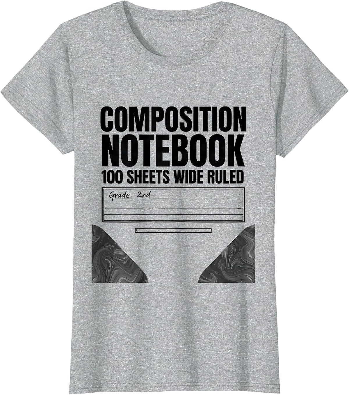 Women's Composition Notebook 100 Sheets Wide Ruled — Grade: 2nd T-Shirt - Heather Grey