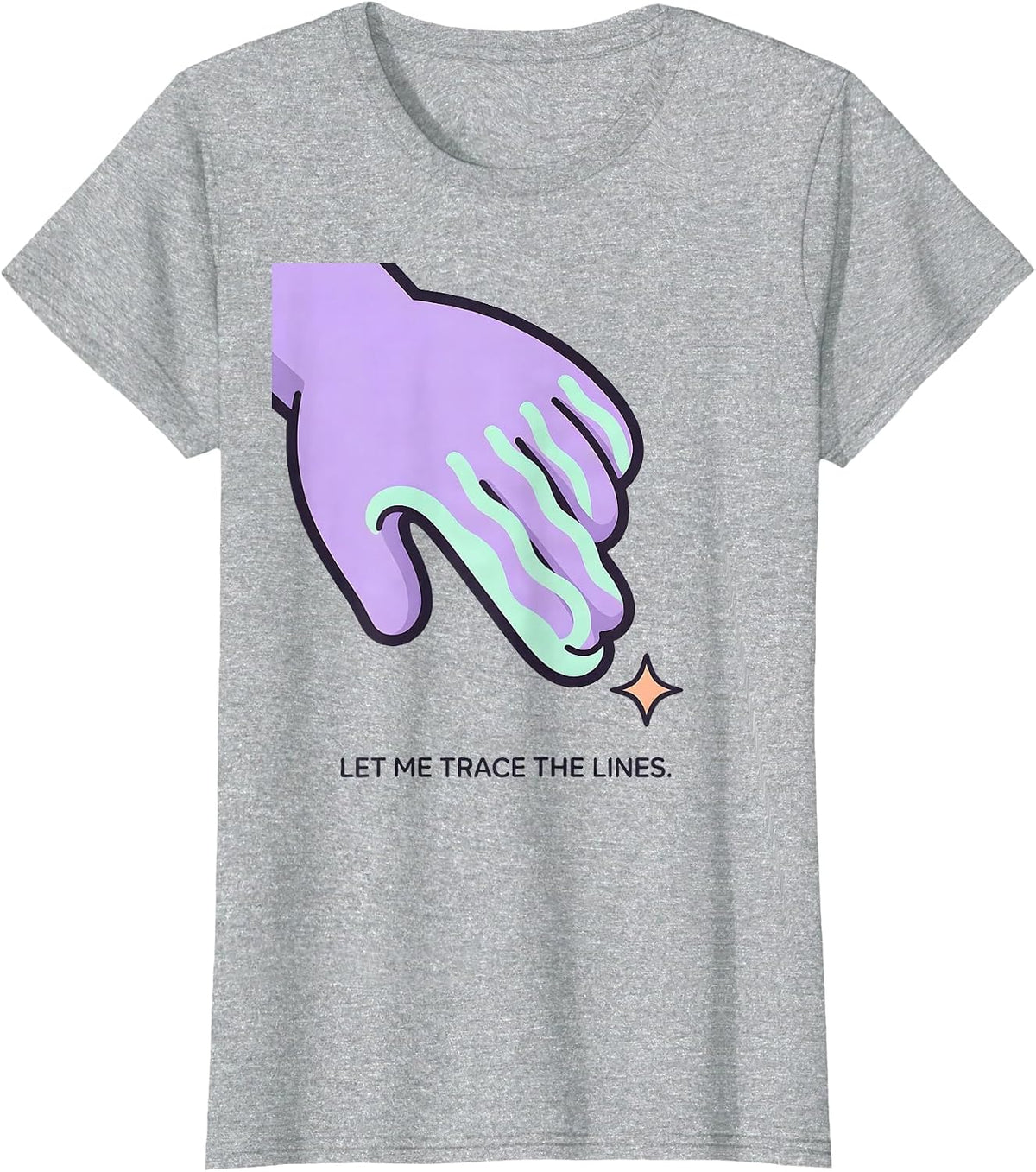 Let Me Trace The Lines Cute Kawaii Neurodivergent Awareness T-Shirt - Heather Grey
