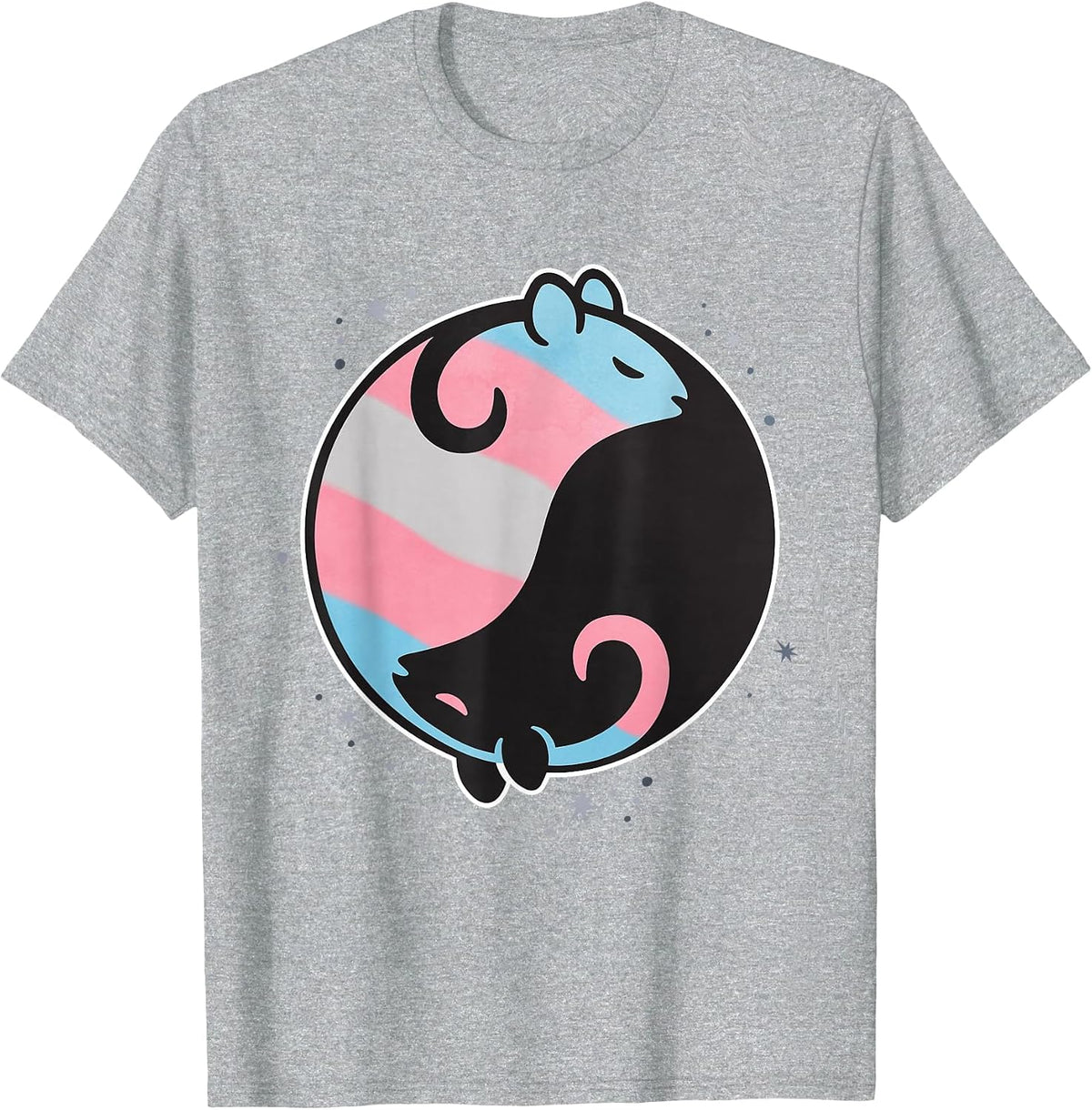 Transgender Rat Yin Yang LGBT Trans Pride Flag, Gay Month T-Shirt - Heather Grey