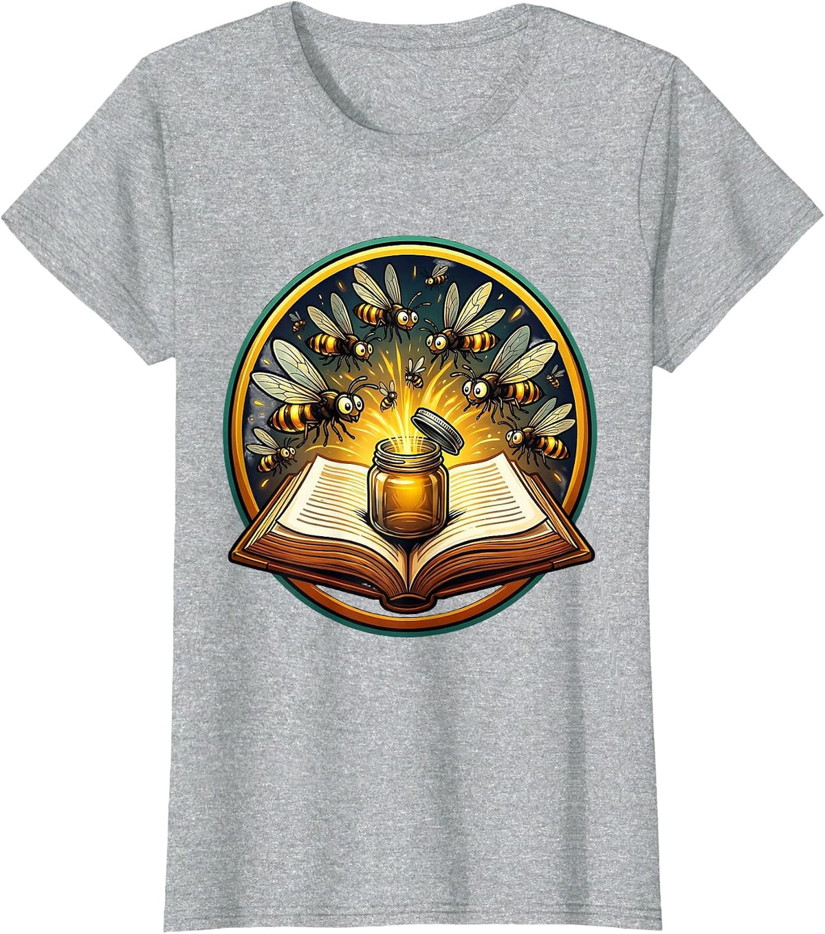 Special Education Teacher Fireflies Open Book T-Shirt - Heather Grey