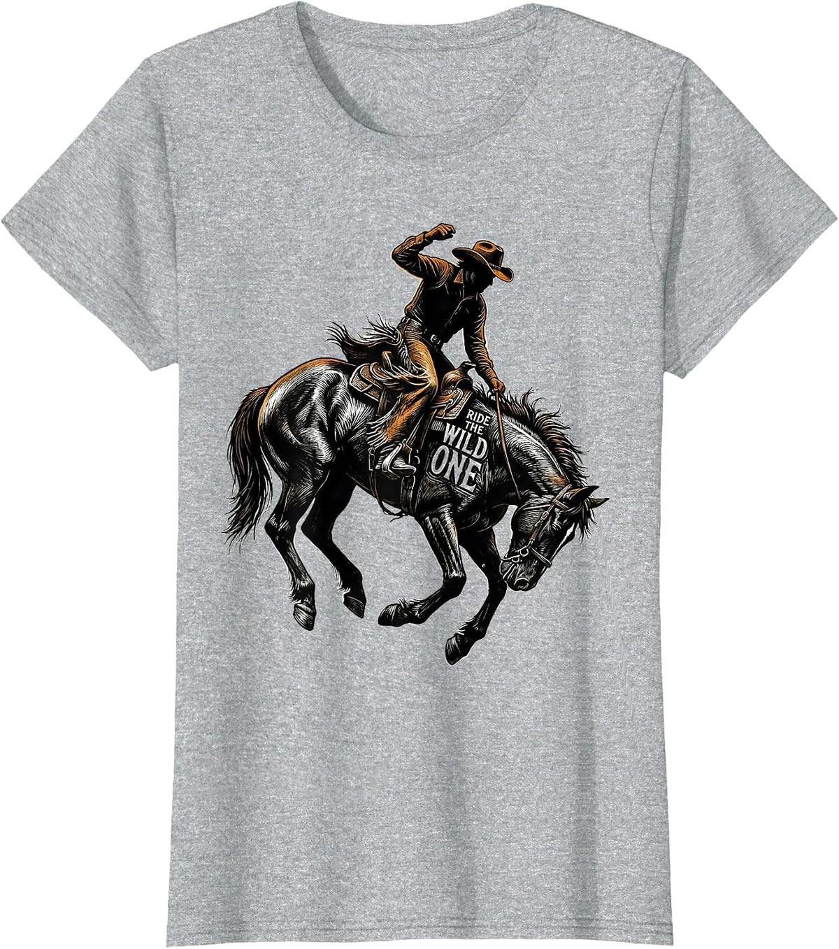 Ride the Wild One Cowboy Western Design T-Shirt - Heather Grey
