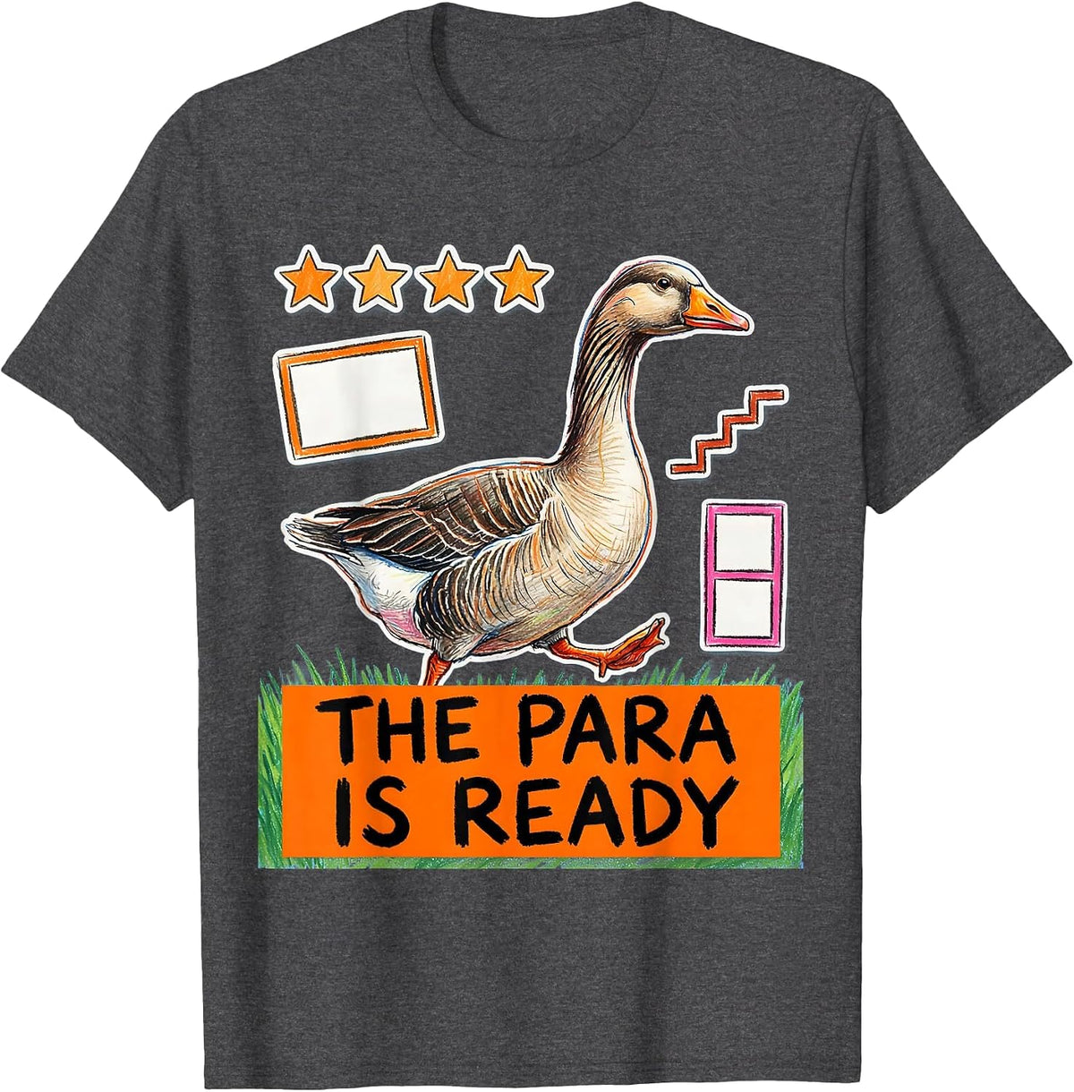 Men's The Para Is Ready Naive Kidcore Funny SPED Teacher T-Shirt - Dark Heather Grey