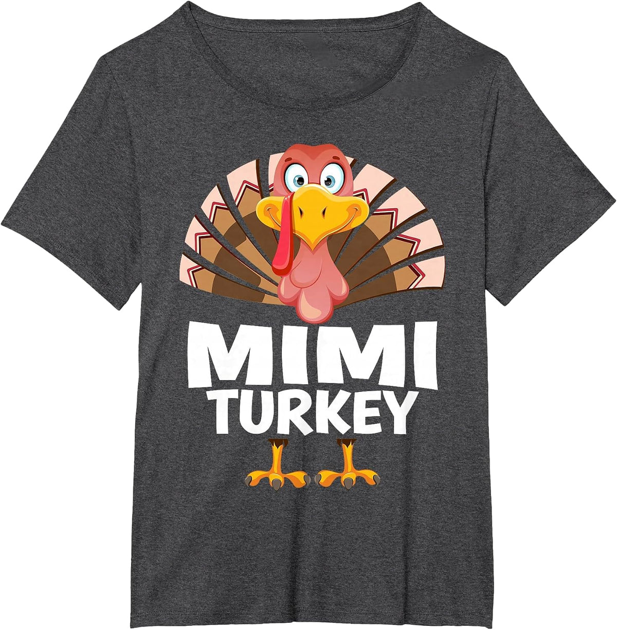 Thanksgiving Mimi Turkey Matching Pajama T-Shirt - Dark Heather Grey