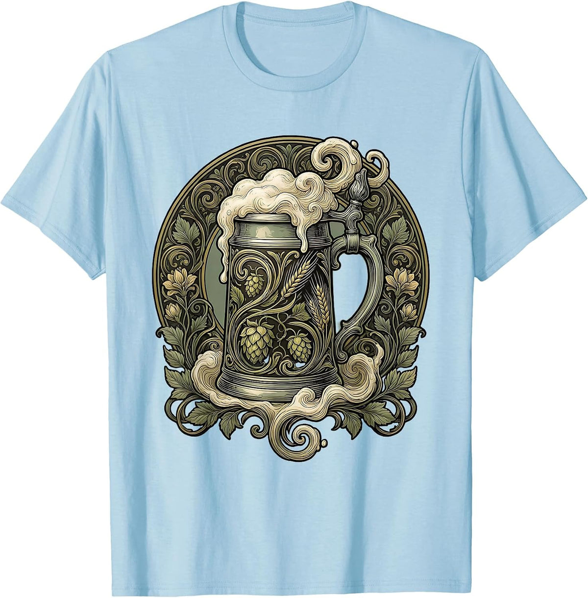 Men's Overflowing Beer Stein Oktoberfest Graphic T-Shirt - Baby Blue