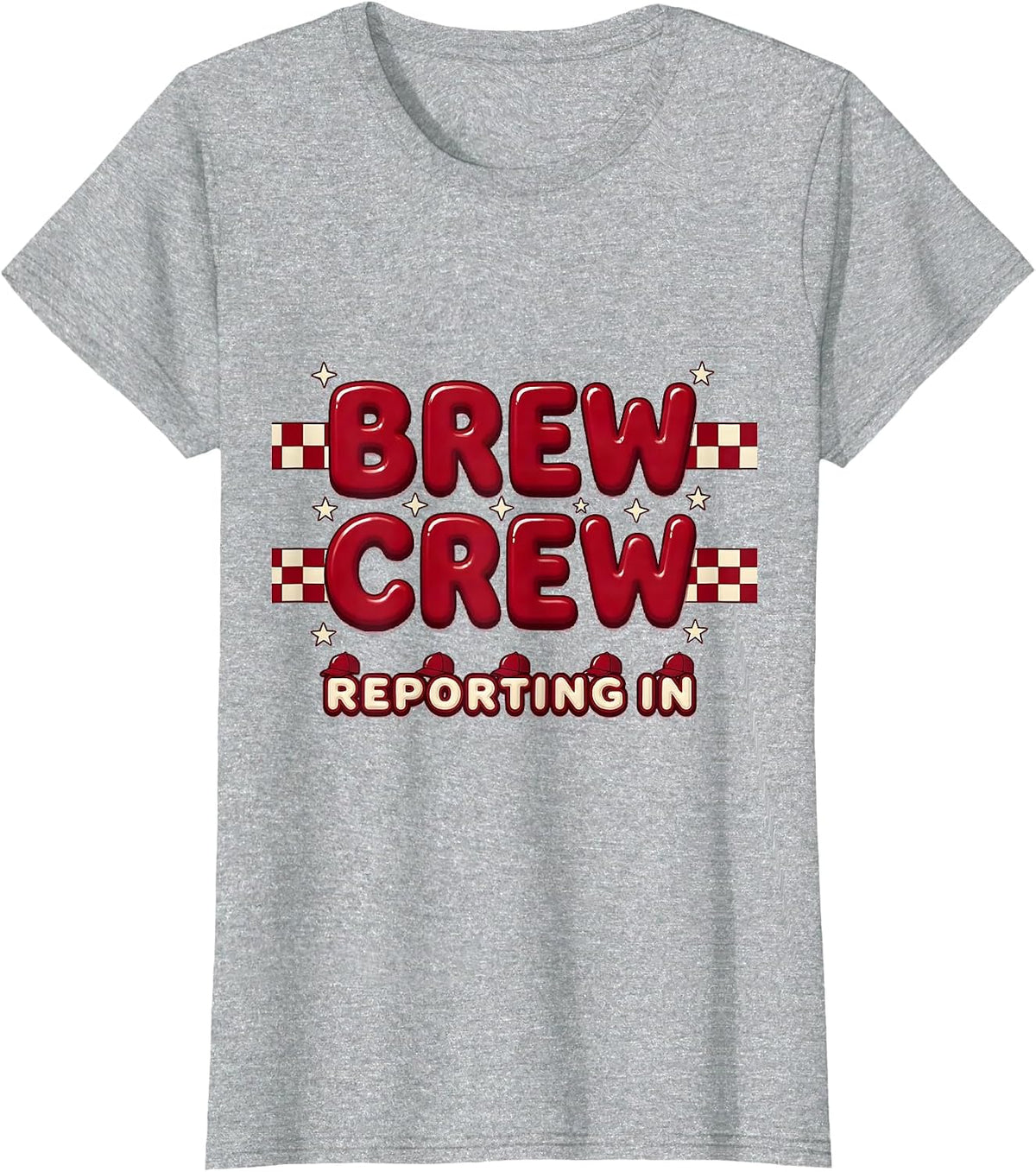 Women's Brew Crew Reporting In Oktoberfest Design T-Shirt - Heather Grey