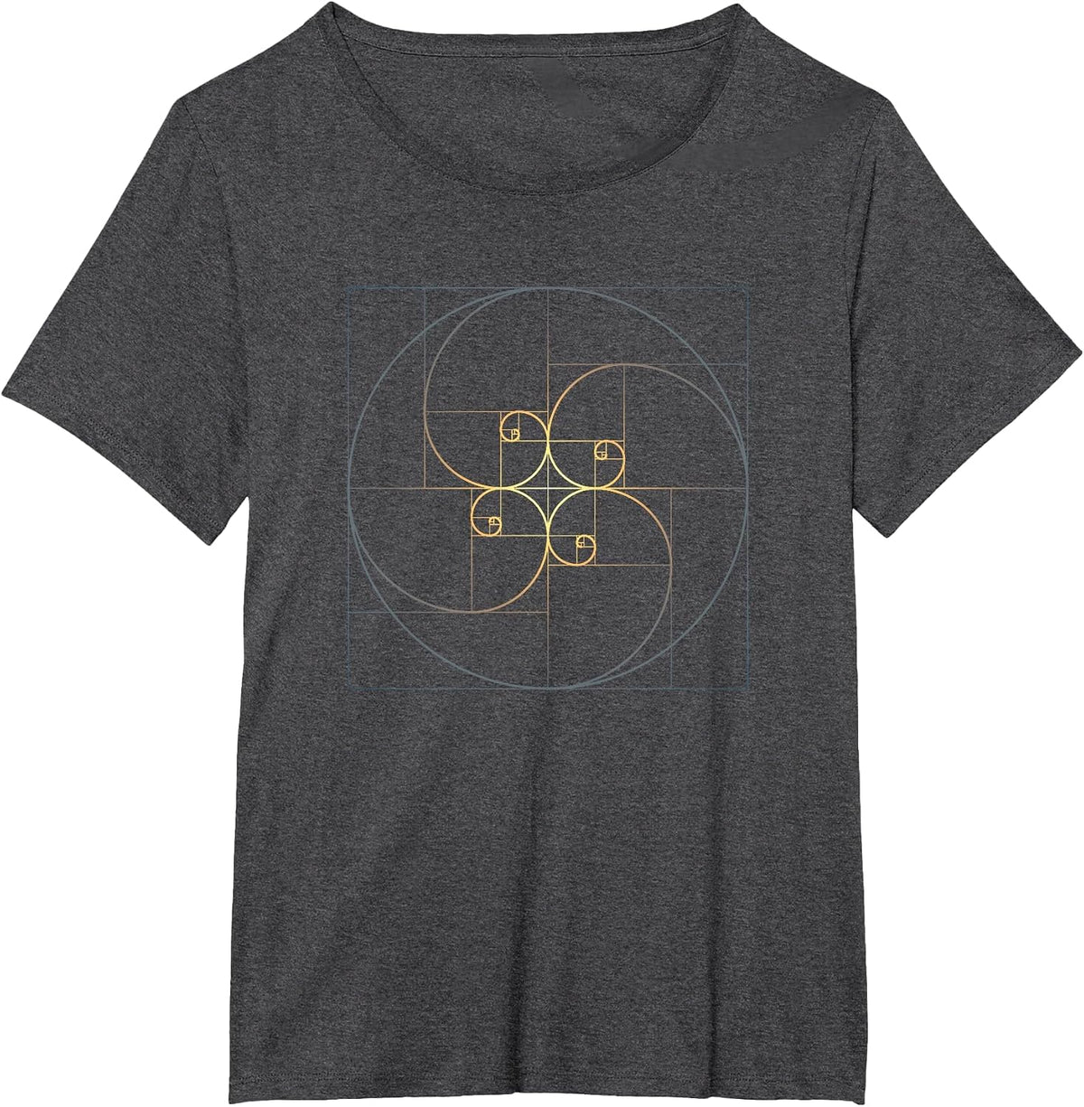Fibonacci Spiral Golden Ratio Geometry Architecture Phi T-Shirt - Dark Heather Grey