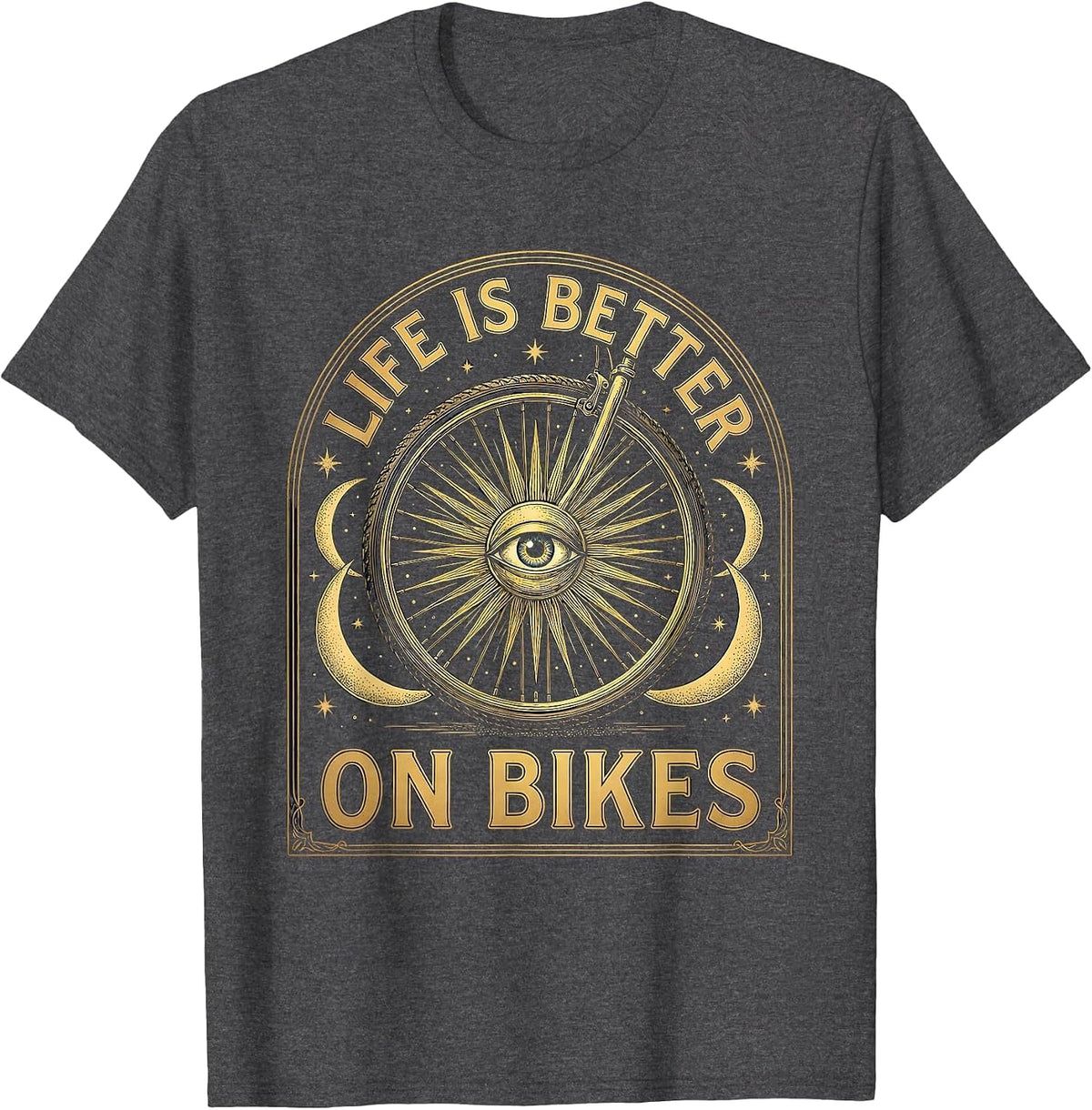 Men's Life Is Better On Bikes Cycling Design T-Shirt - Dark Heather Grey