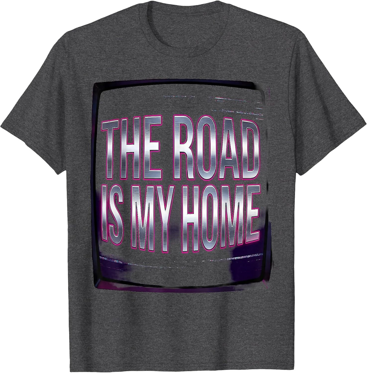 The Road Is My Home Motorcycle Rider Design T-Shirt - Dark Heather Grey