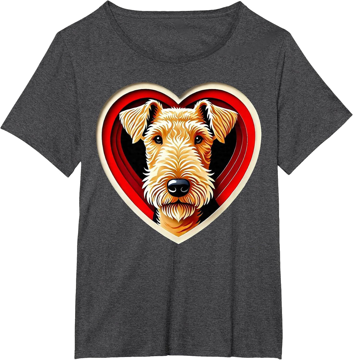 Airedale Terrier Heart Cute Puppy Dog Lover T-Shirt - Dark Heather Grey