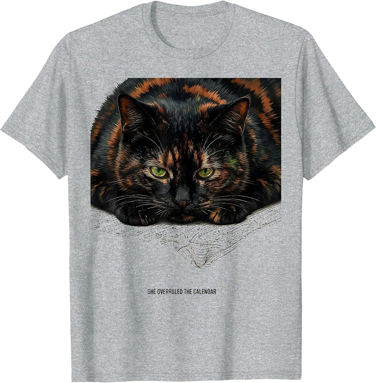 Men's She Overruled The Calendar Funny Tortie Cat Owner T-Shirt - Heather Grey