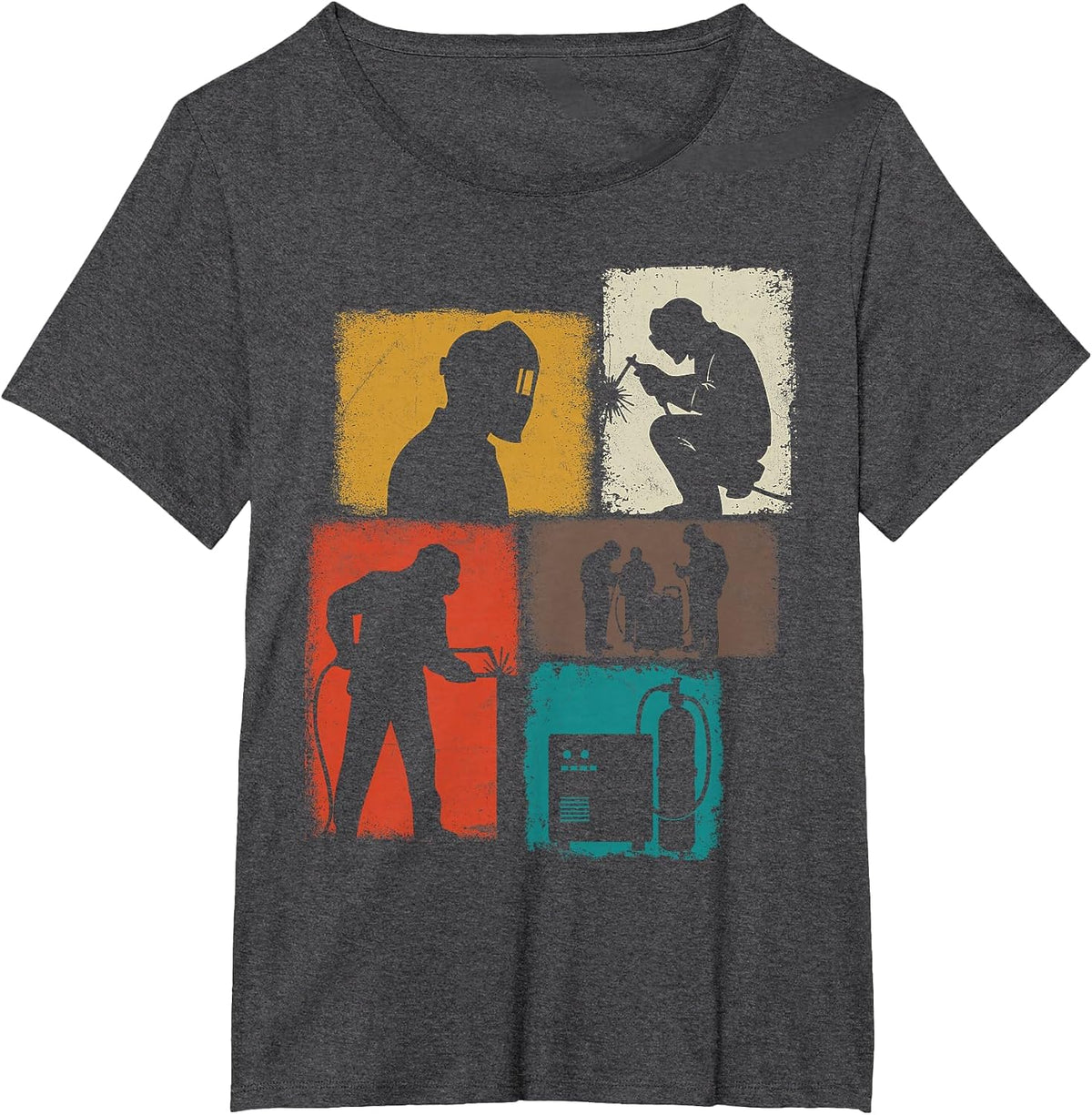 Welder Vintage Collage Welding Men Metalworker T-Shirt - Dark Heather Grey
