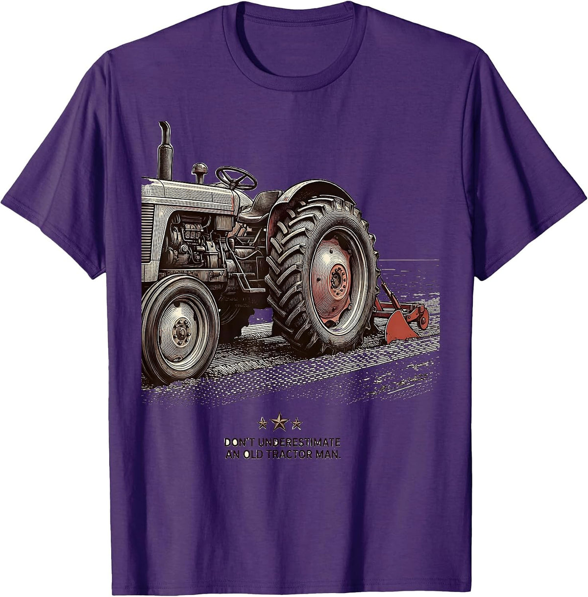 Men's Don't Underestimate An Old Tractor Man Vintage Farm Tractor T-Shirt - Purple