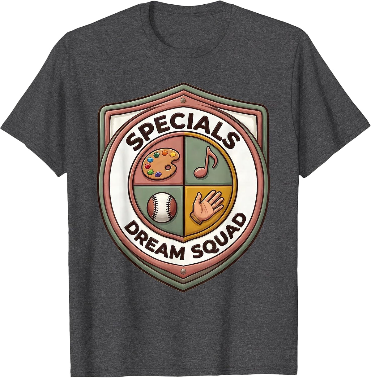 Men's Specials Dream Squad Teacher Crew Appreciation Back T-Shirt - Dark Heather Grey