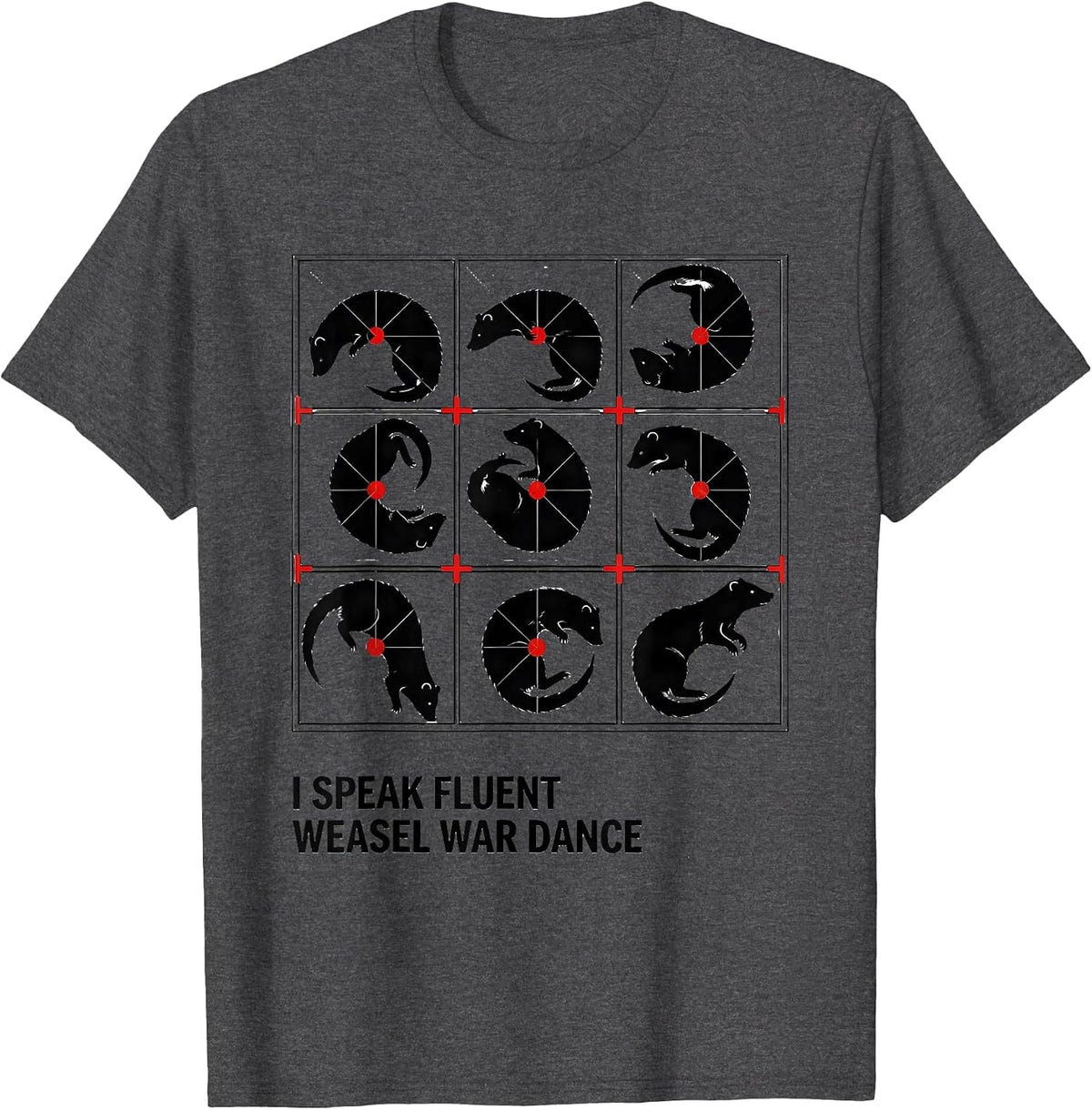 I Speak Fluent Weasel War Dance Funny Ferret Lover Christmas T-Shirt - Dark Heather Grey