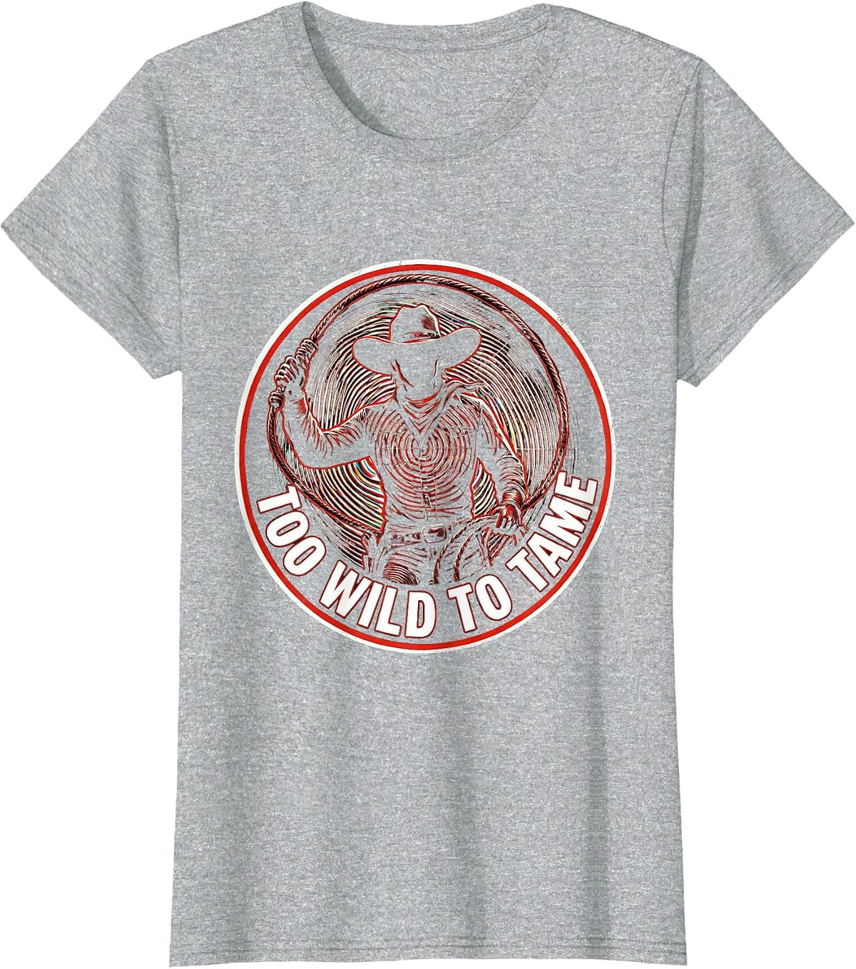 Too Wild To Tame Cowgirl Graphic Design T-Shirt - Heather Grey