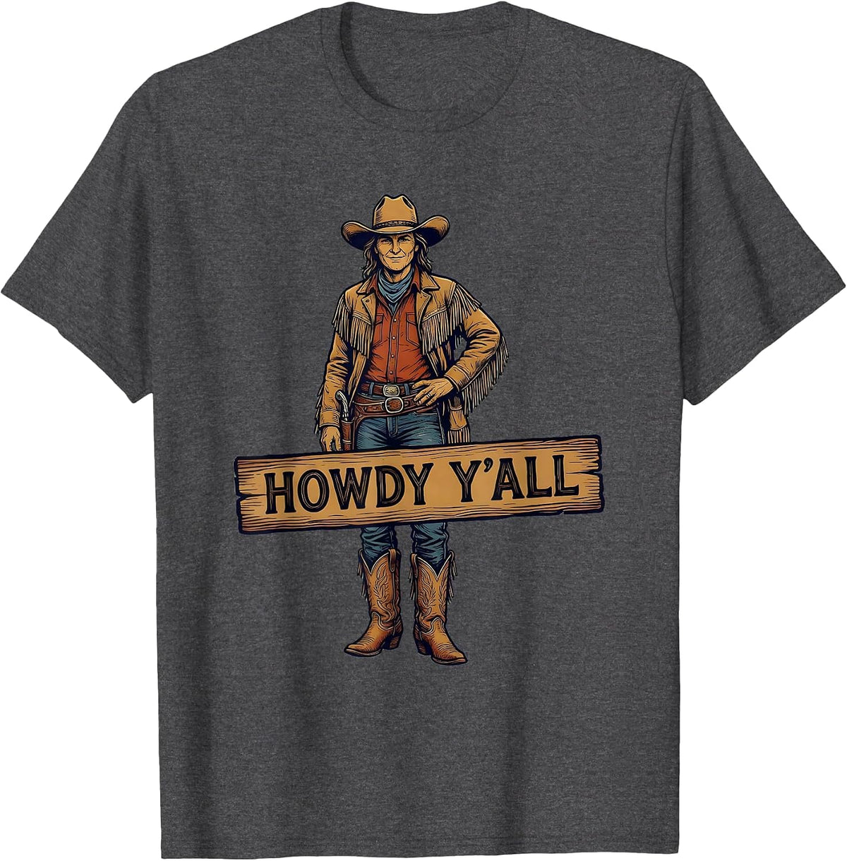 Men's Howdy Y'all Southern Charm Graphic Design T-Shirt - Dark Heather Grey