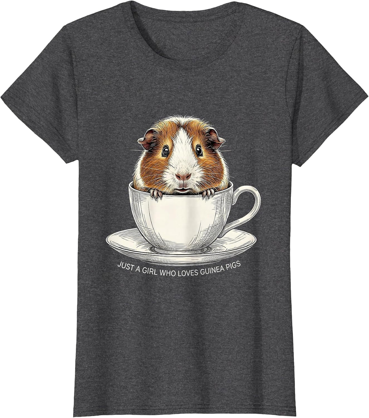 Women's Just A Girl Who Loves Guinea Pigs Funny Guinea Pig Lover T-Shirt - Dark Heather Grey