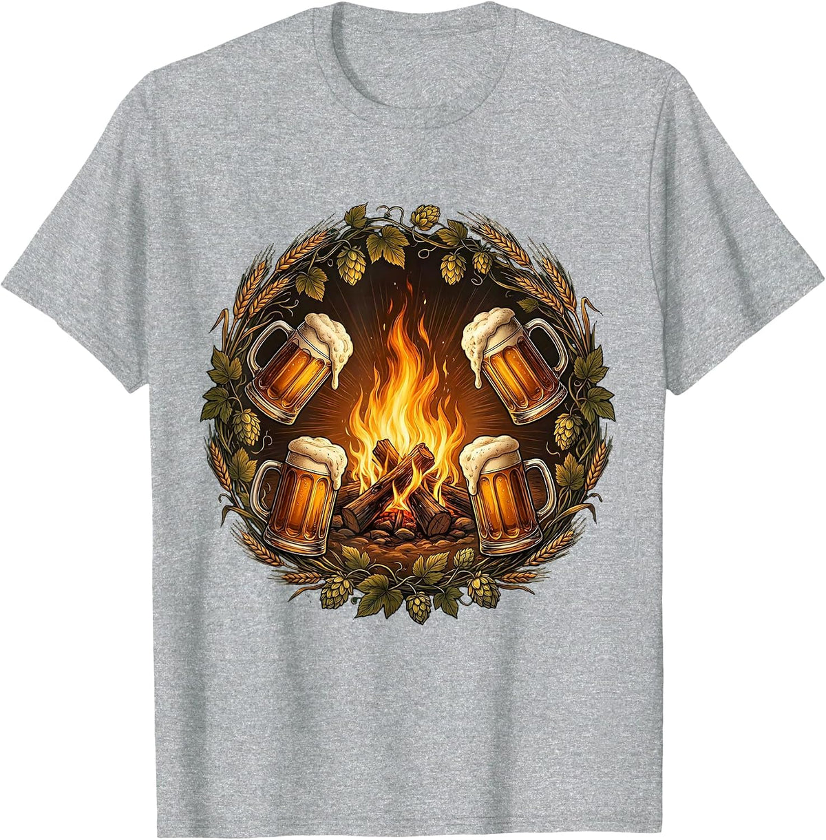 Men's Prost Campfire Mug Raise Illustration T-Shirt - Heather Grey