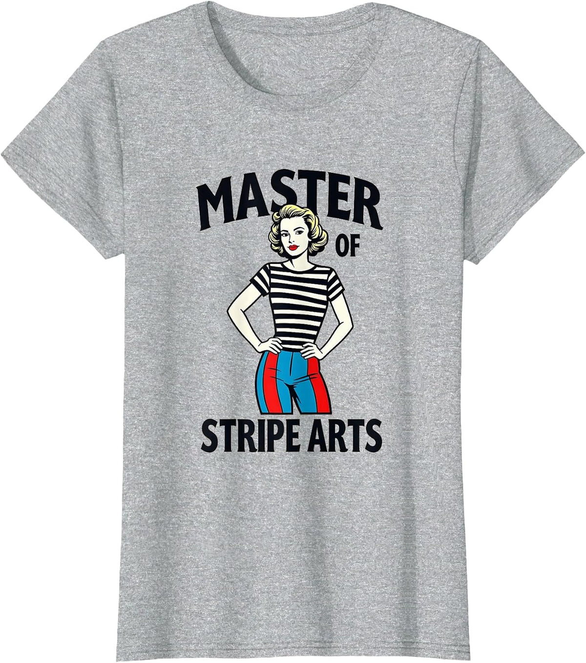 Master of Stripe Arts Graphic Design T-Shirt - Heather Grey