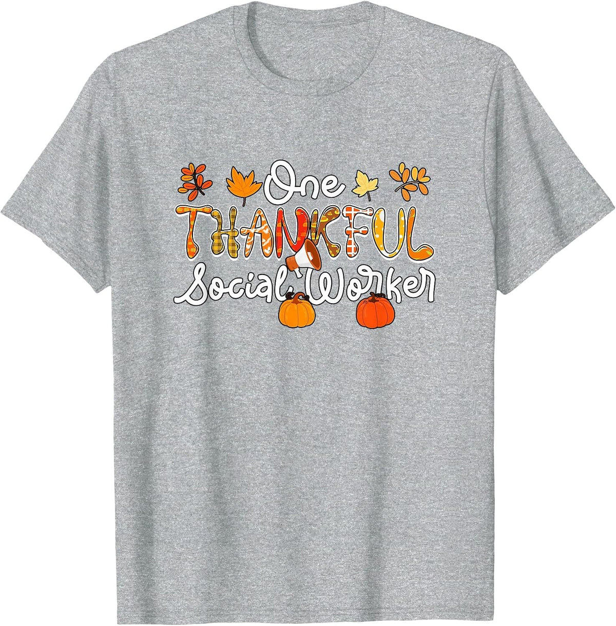 One Thankful Social Worker Thanksgiving Fall Proud Job T-Shirt - Heather Grey