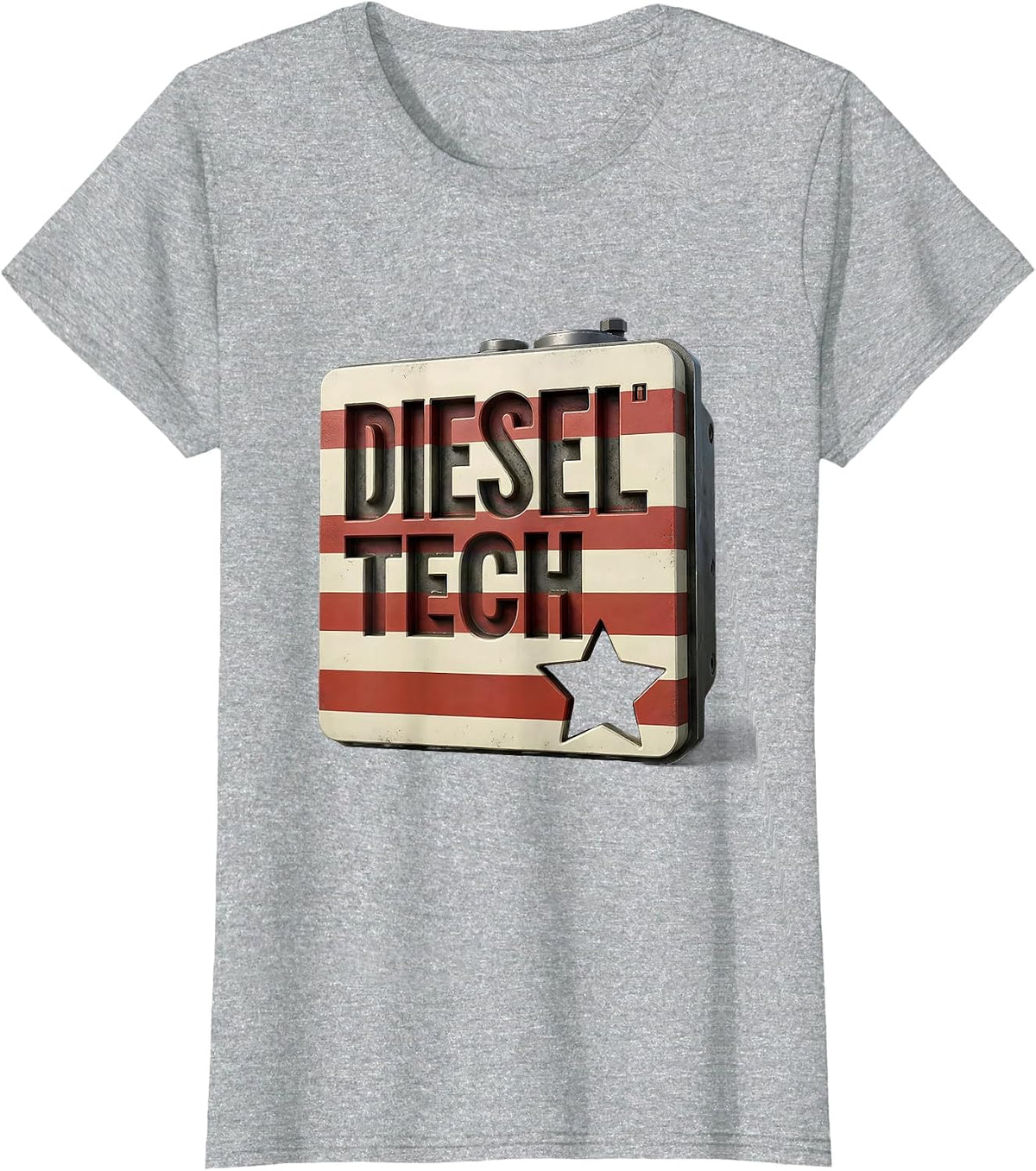 Women's Diesel Tech Patriotic Mechanic Oilfield Worker American Flag T-Shirt - Heather Grey