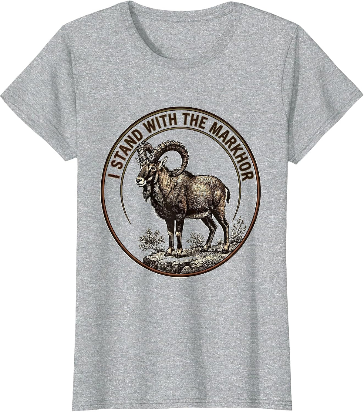 I Stand With the Markhor Botanical Wildlife Conservation T-Shirt - Heather Grey