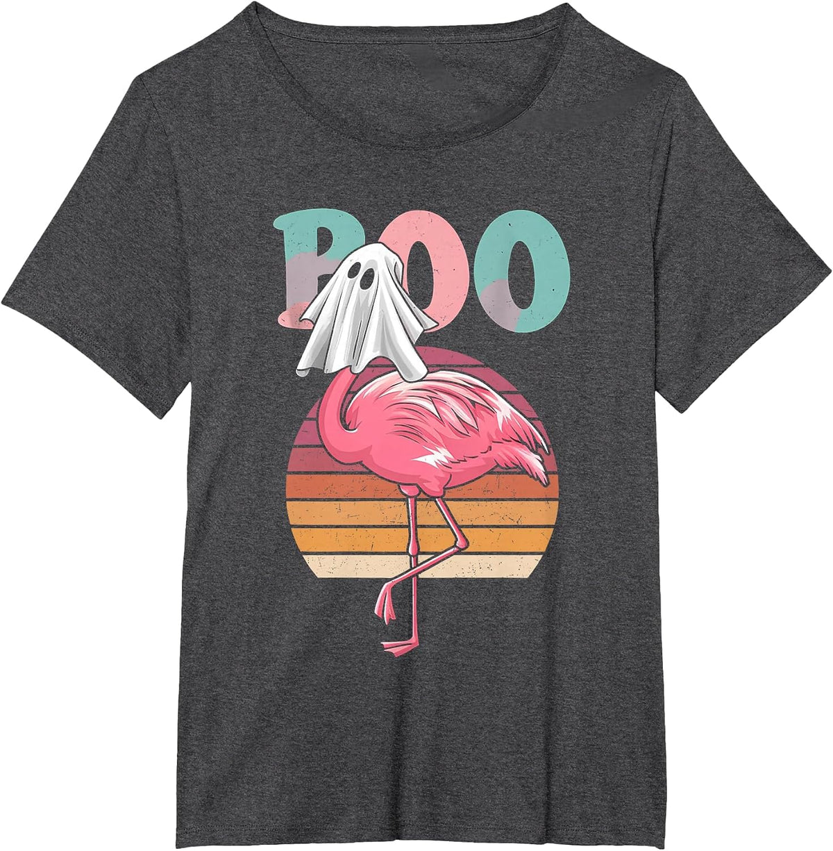 Flamingo Ghost Boo Pink Halloween Costume Flamingo Lover T-Shirt - Dark Heather Grey