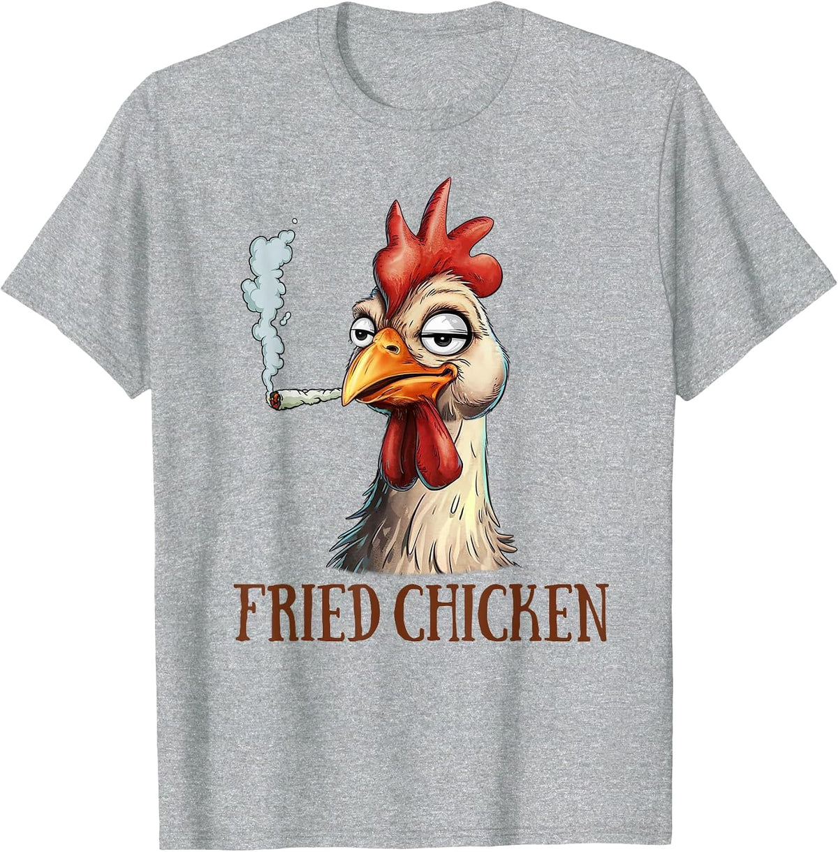 Cannabis Weed Lover 420 Chicken Smoking Stoned Fried Chicken Tees T Shirts - Heather Grey