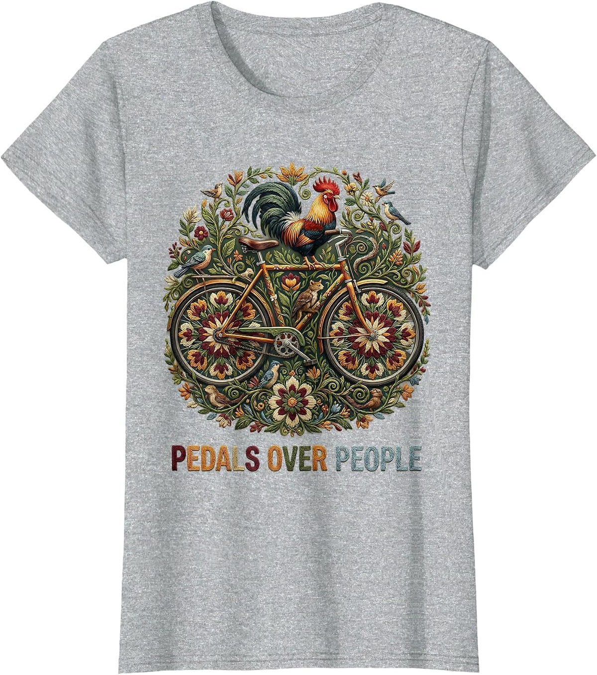 Women's Pedals Over People Cycling Lifestyle Design T-Shirt - Heather Grey