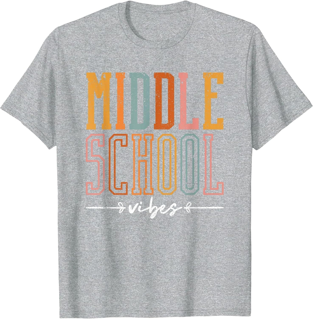 Middle School Vibes Funny Teacher Student Learning Education T-Shirt - Heather Grey