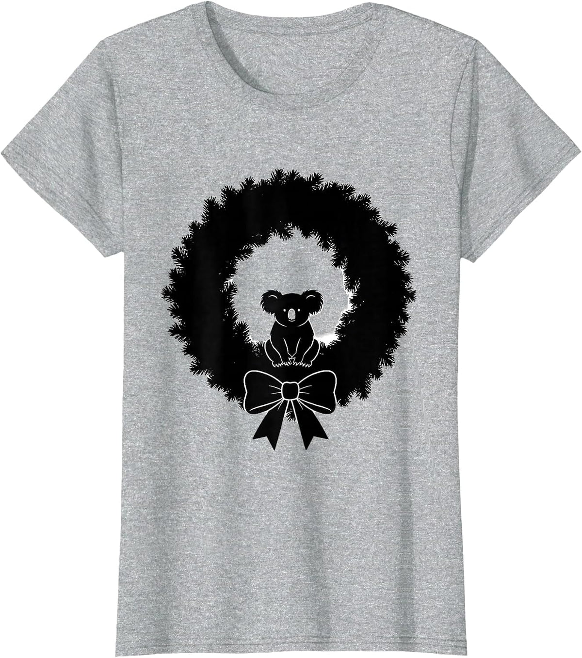 Women's Koala Wreath Cute Holiday Animal Lover Gift T-Shirt - Heather Grey