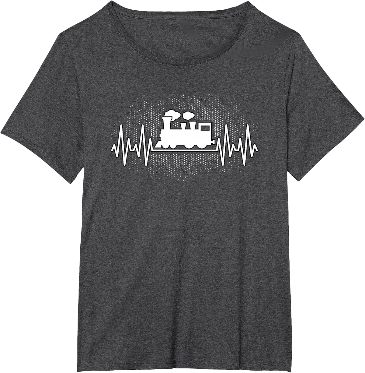 Train Heartbeat Model Train Railroad Conductor Men Women T-Shirt - Dark Heather Grey