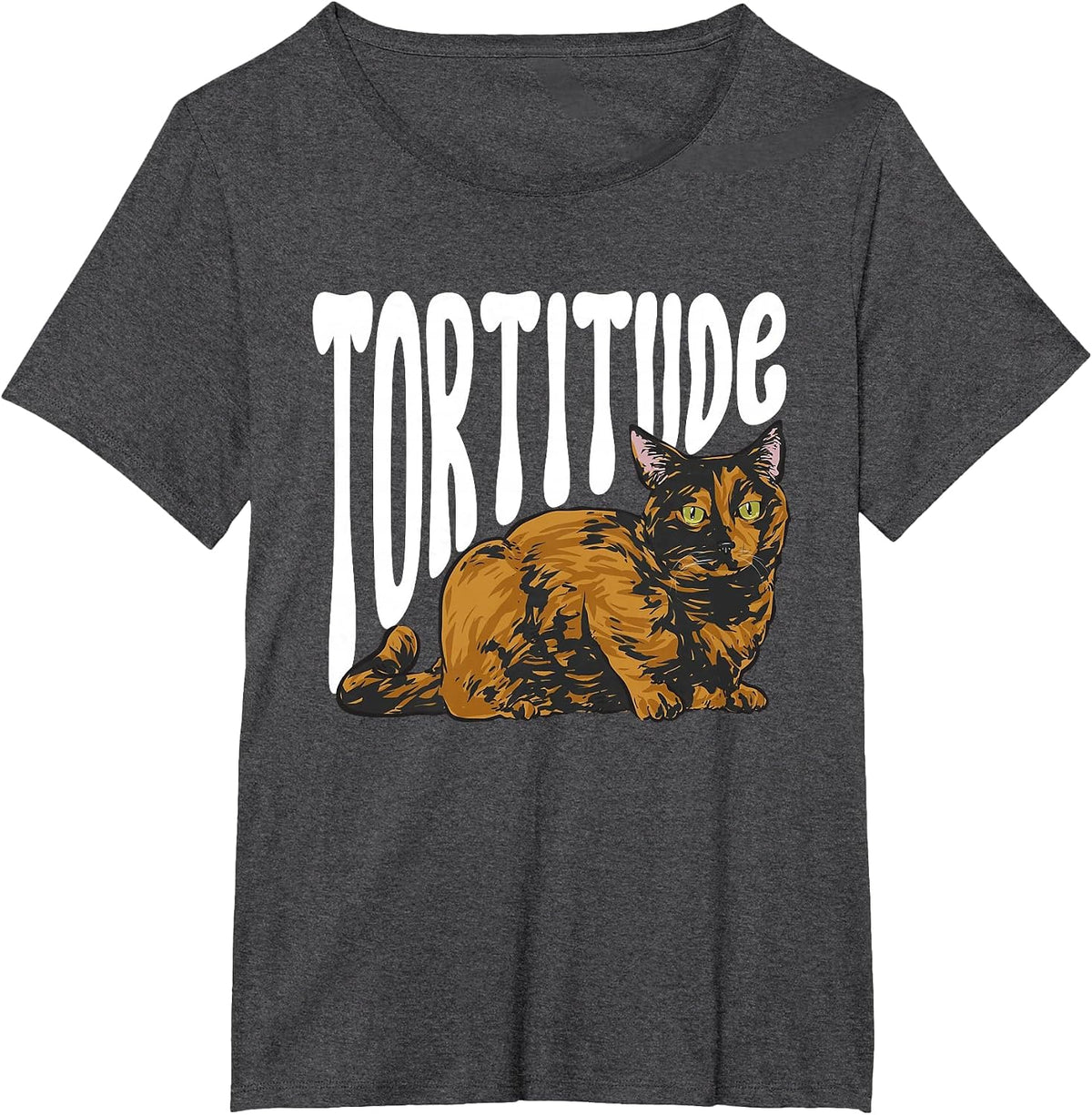 Tortoiseshell Cat Tortitude Tortie Cat T-Shirt - Dark Heather Grey