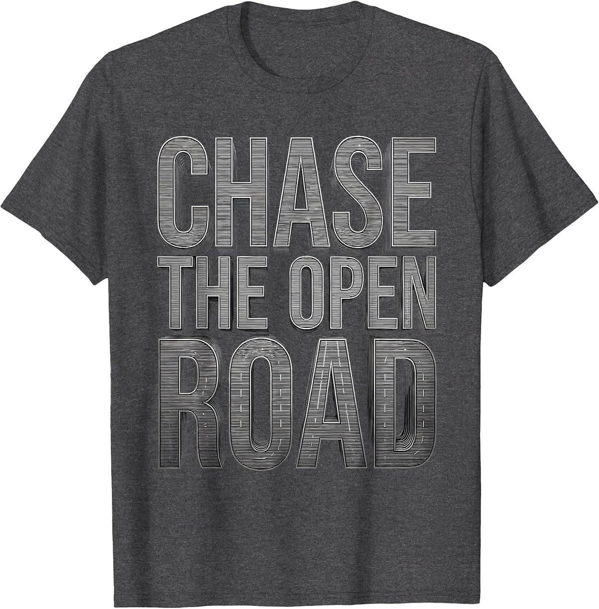 Men's Chase the Open Road Motorcycle Design T-Shirt - Dark Heather Grey