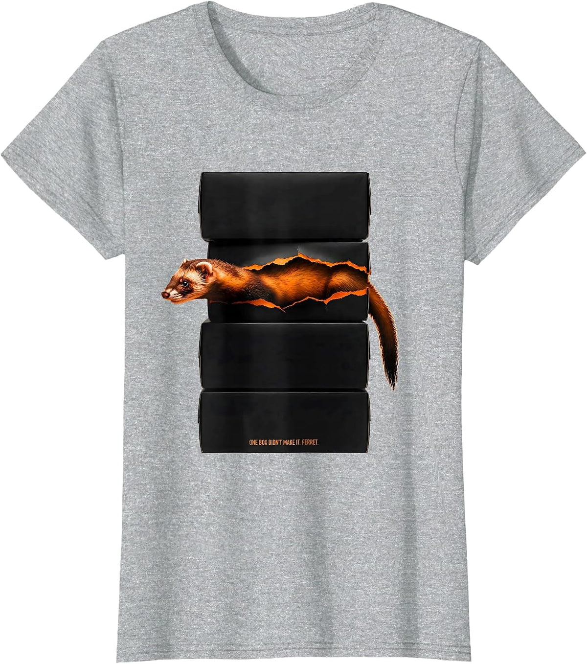 Women's One Box Didn't Make It Ferret Brutalist Ferret Lover T-Shirt - Heather Grey